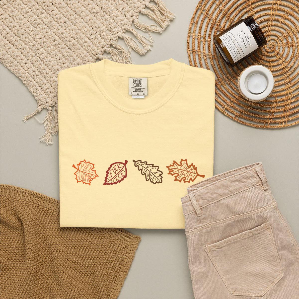 Autumn Leaves T-Shirt FDT Minimal Fall Foliage Graphic Tee