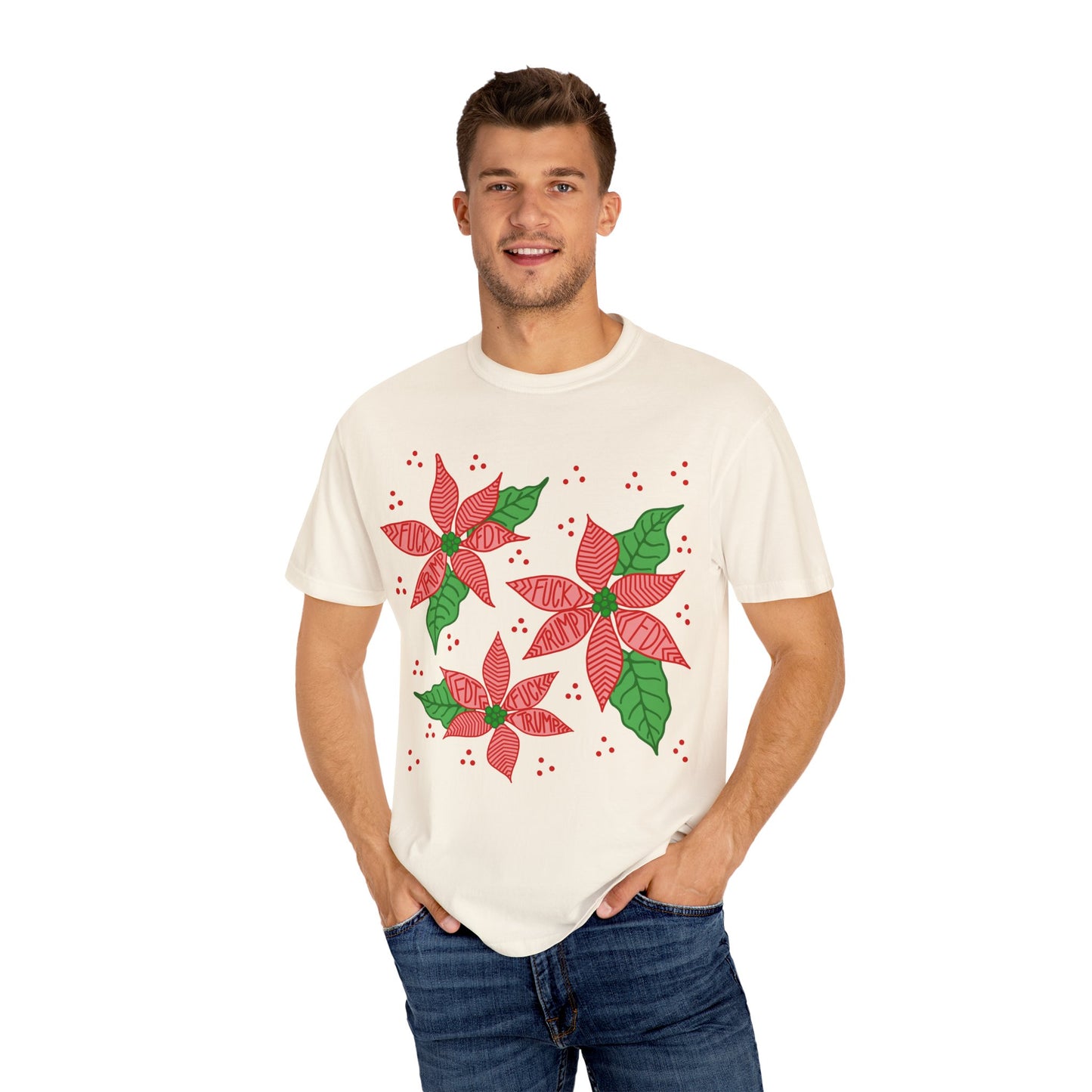Slightly Subtle Poinsettia T-Shirt - Festive FDT Holiday Gift, Christmas Shirt, Unisex Tee, Floral Design, Casual Wear