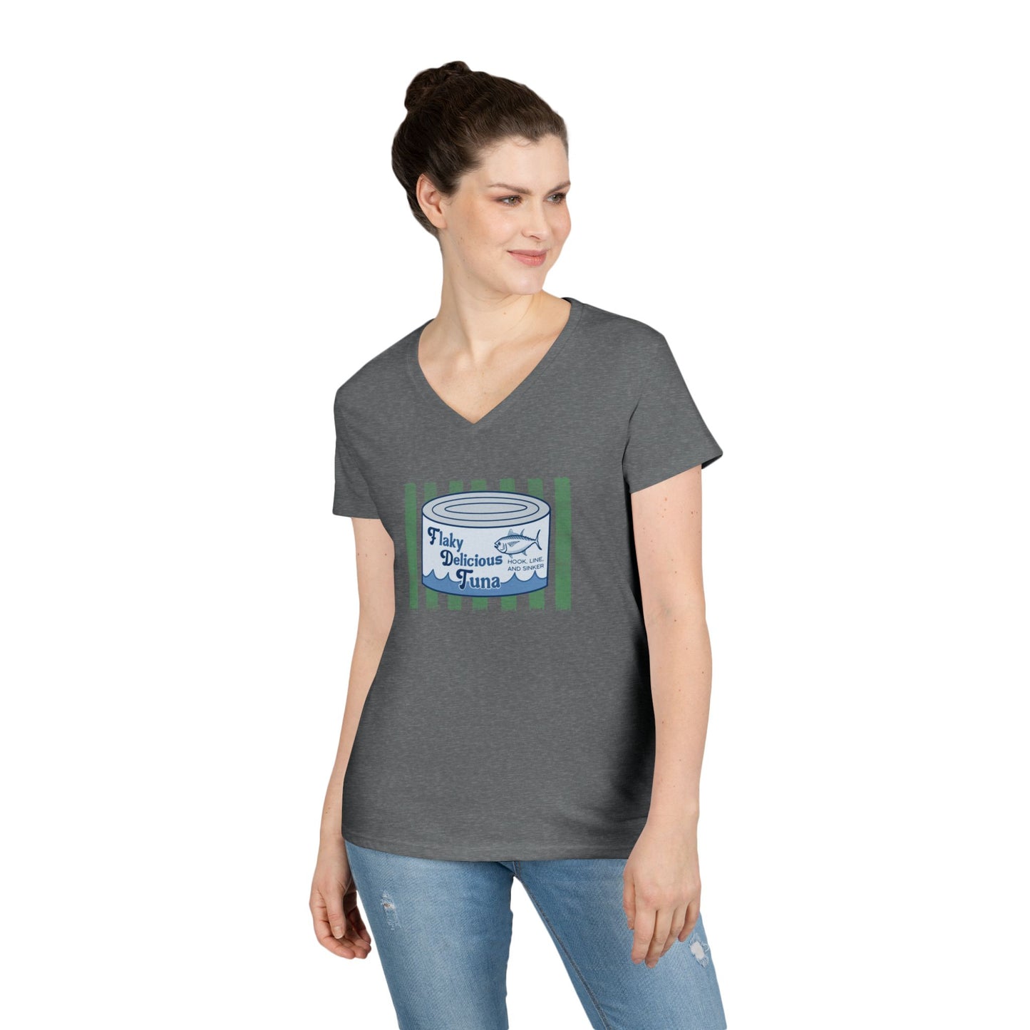 Flaky Delicious Tuna can graphic Tee | V-Neck T-Shirt FDT