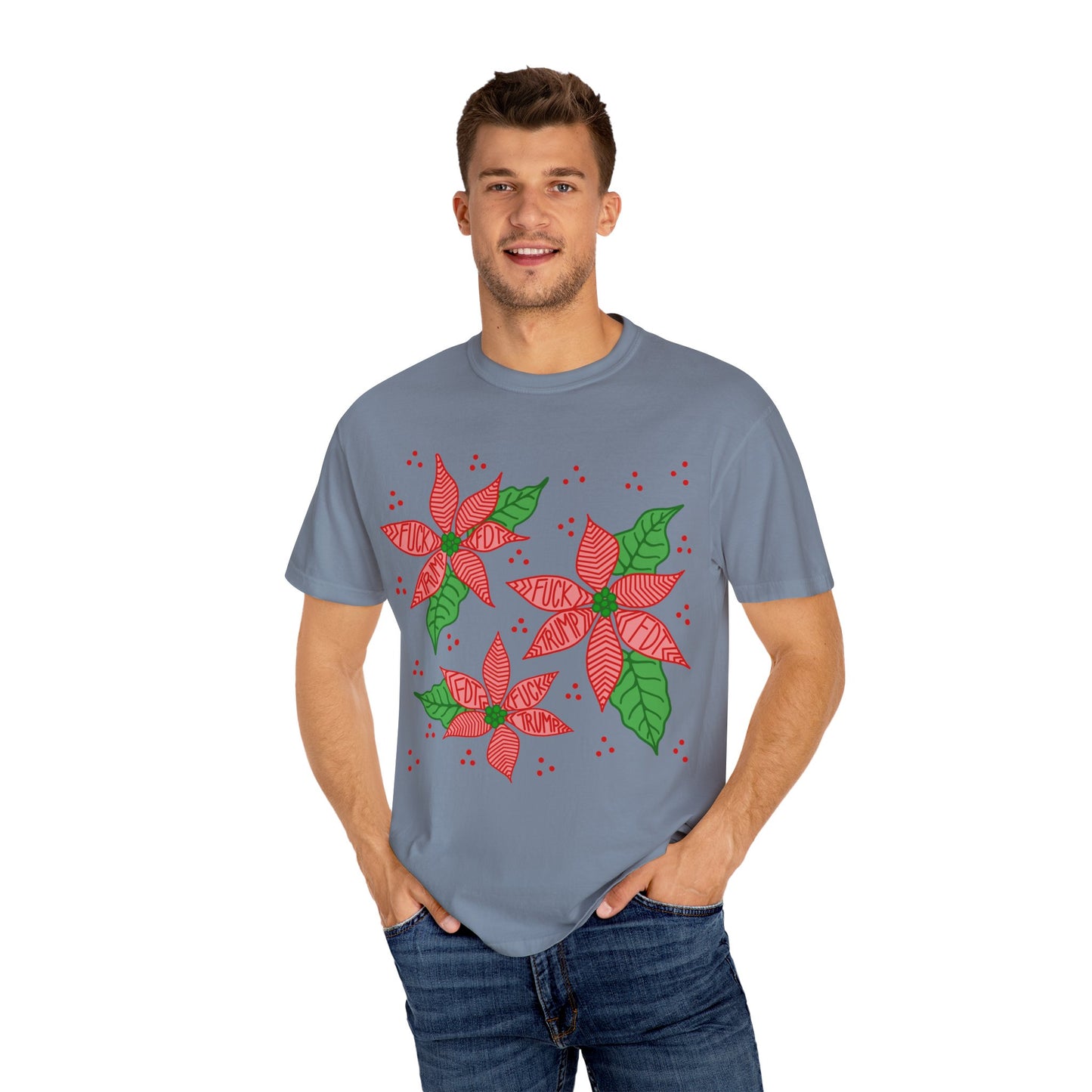 Slightly Subtle Poinsettia T-Shirt - Festive FDT Holiday Gift, Christmas Shirt, Unisex Tee, Floral Design, Casual Wear