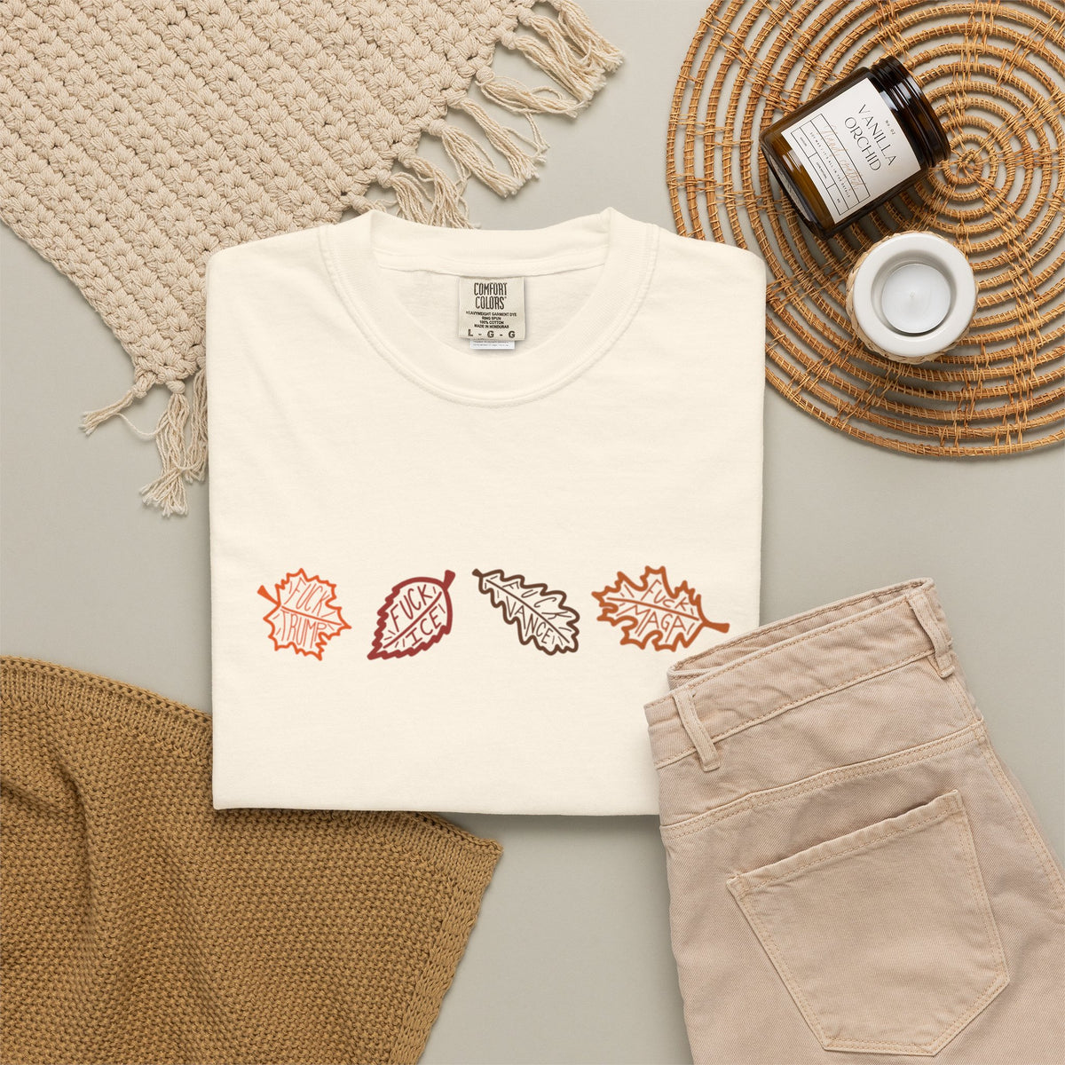 Autumn Leaves T-Shirt FDT Minimal Fall Foliage Graphic Tee