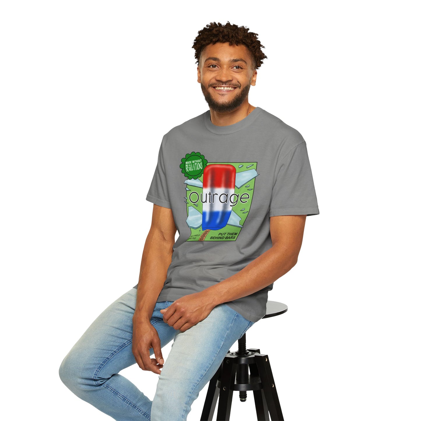 Outrage Glass Popsicle Graphic T-Shirt Patriot Pop Art Tee