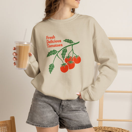 Tomato Crewneck Sweatshirt “Fresh Delicious Tomatoes” Vintage Farm Graphic