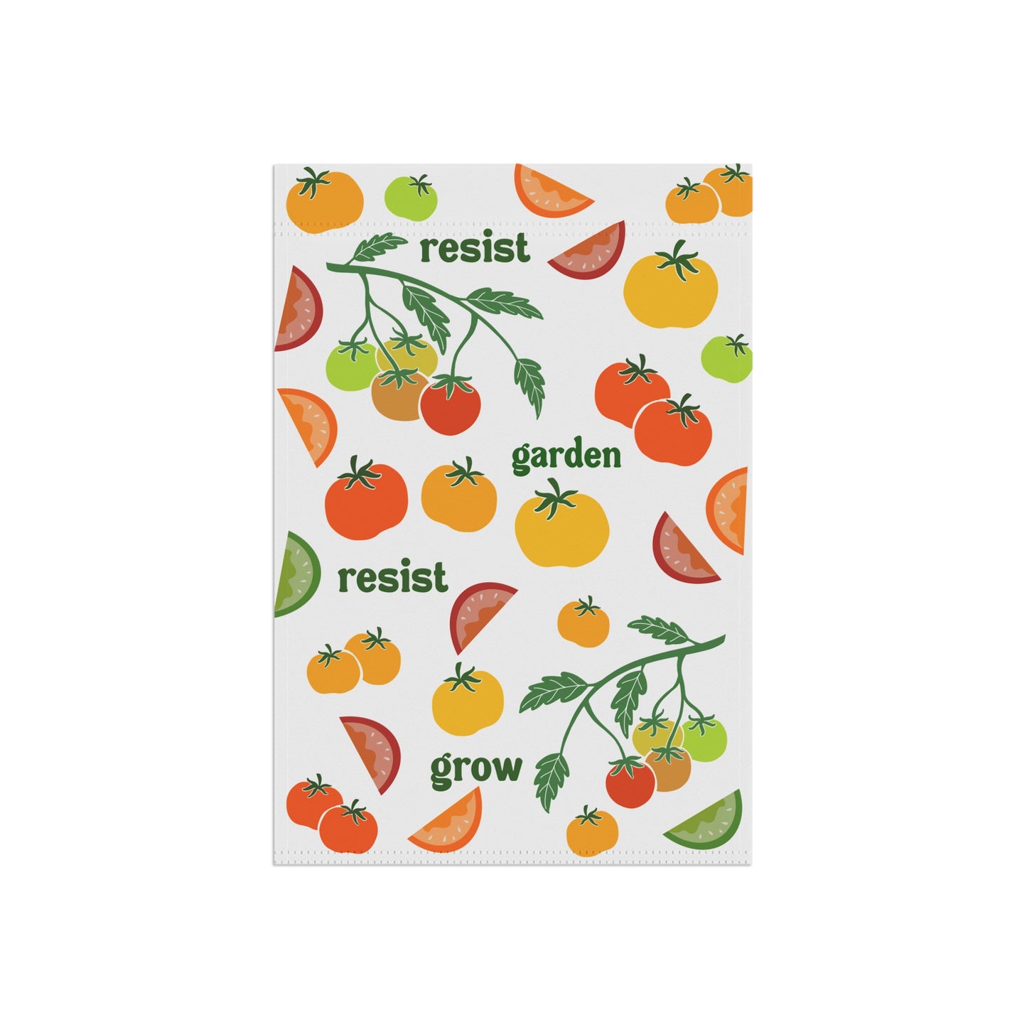 Resist Garden Grow tomato pattern Banner | Garden Flag, Vegetable Print