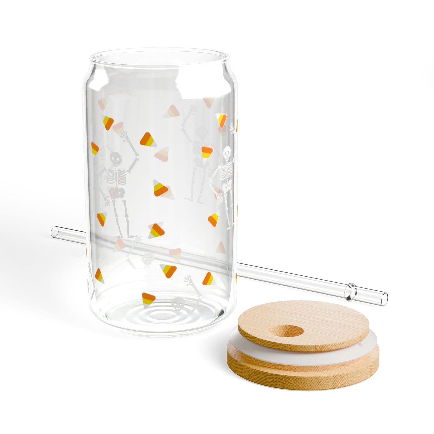 Slightly Subtle Spooky Halloween-Themed Sipper Glass, Candy Corn Design, Stylish Drinkware for Parties, Gifts, and Home Decor