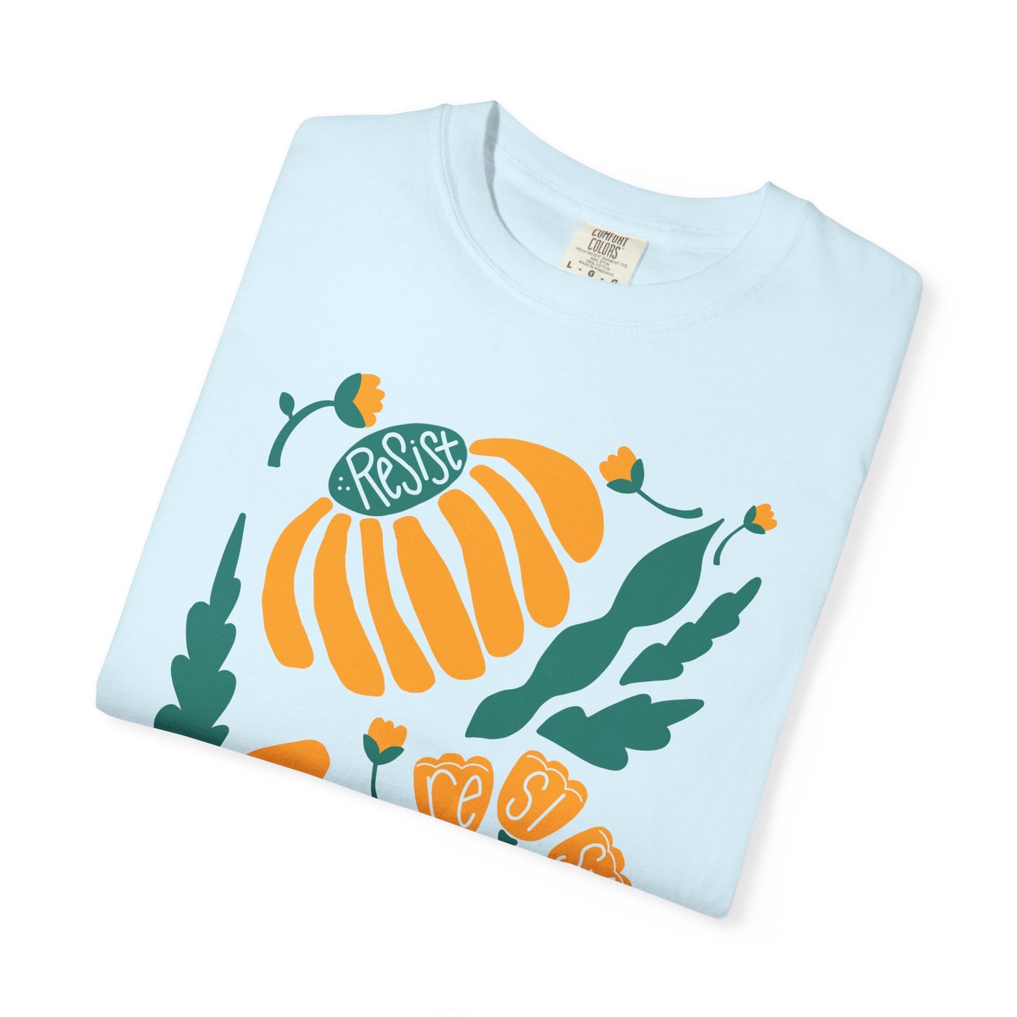 Floral Resist Tee — Retro Orange & Green Autumn Graphic T-Shirt