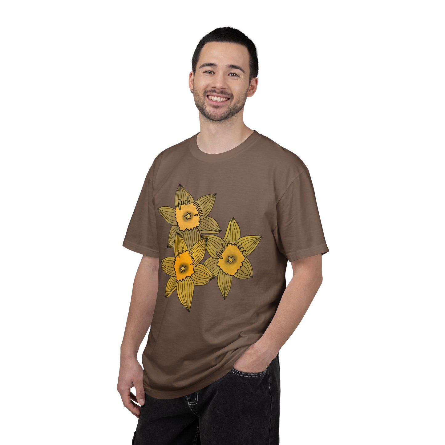 Slightly Subtle Daffodil Trio T-shirt | Yellow Floral Spring Bloom Tee FDT