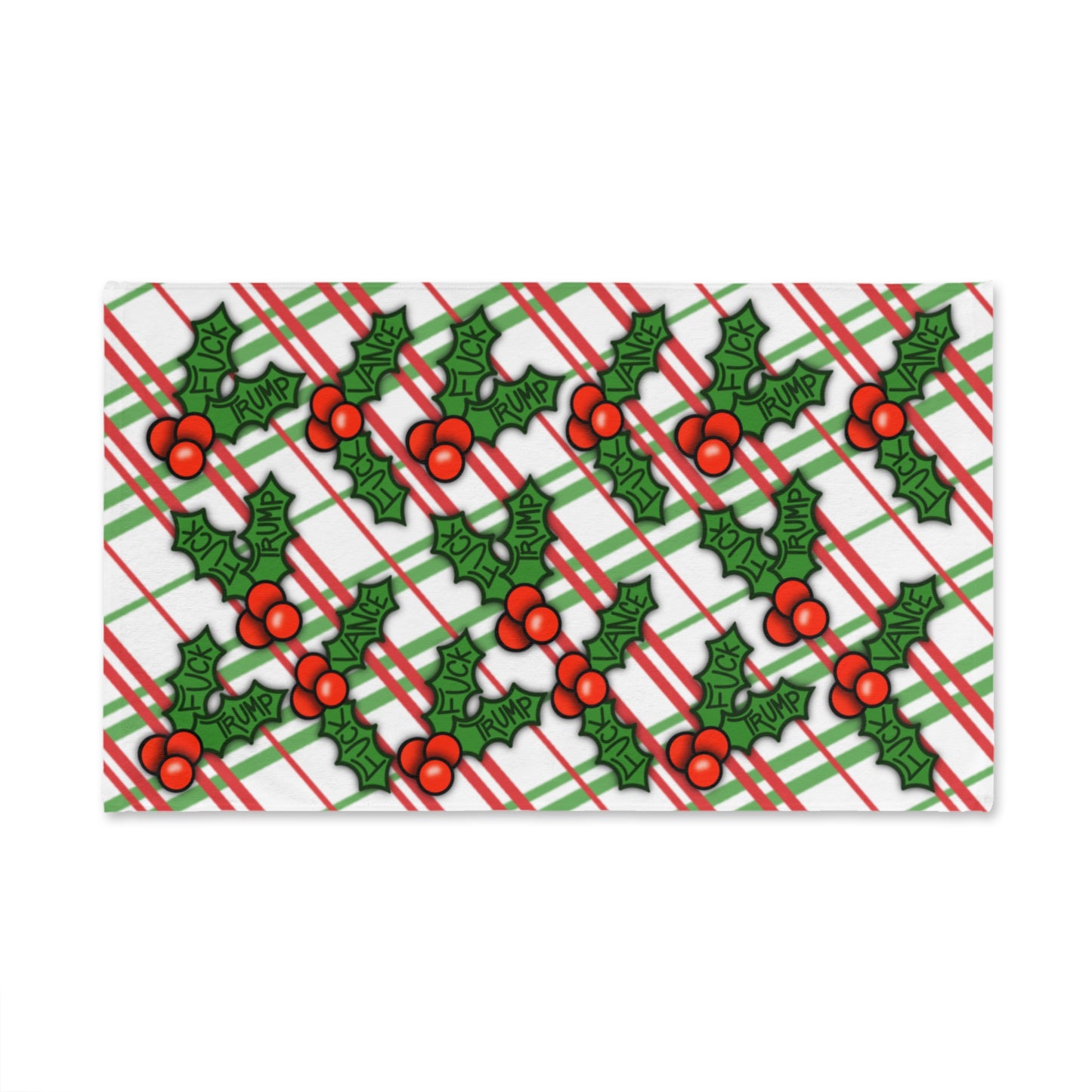 Slightly Subtle Holly Leaves Festive Holiday Hand Towel, Fun Christmas Decor, Kitchen Towel, Gift for Friends, Holiday Dinner Accessory, Home Decor