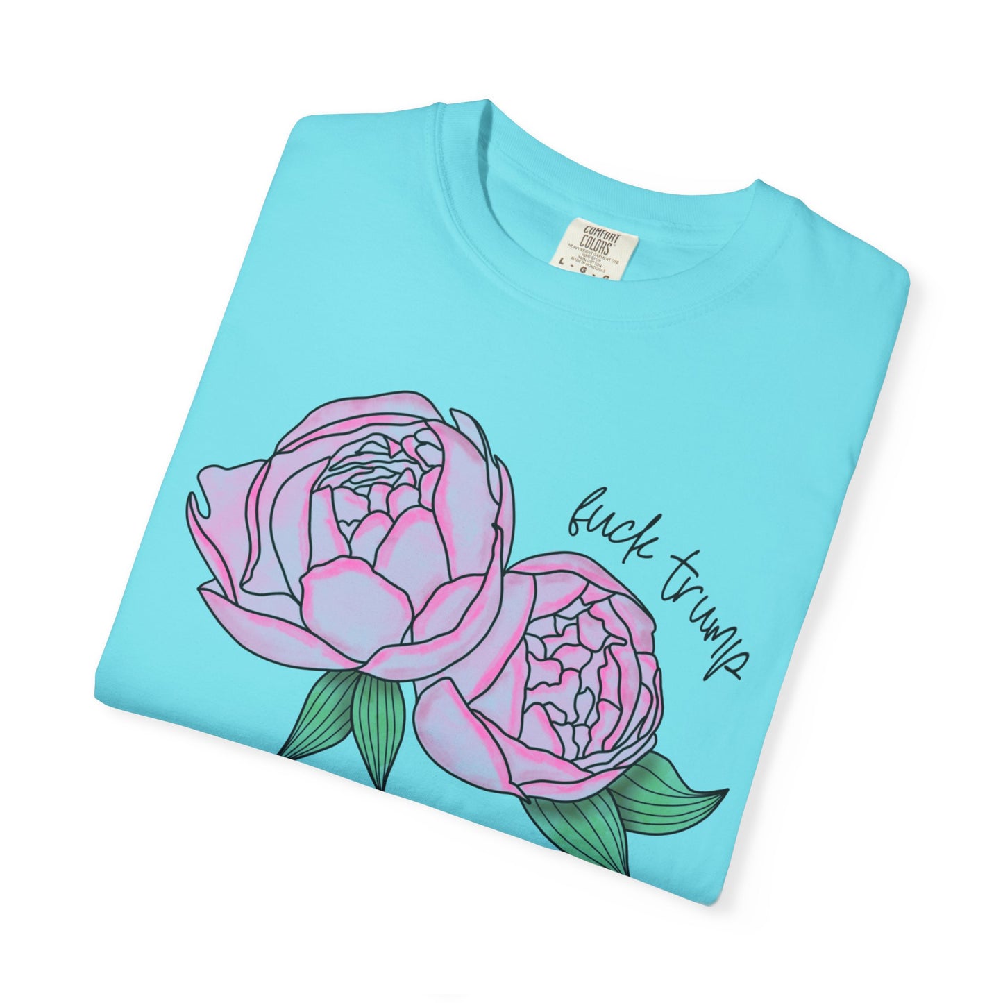 Slightly Subtle Pink Peony Floral Illustration T-shirt | Hand-drawn Blooms FDT