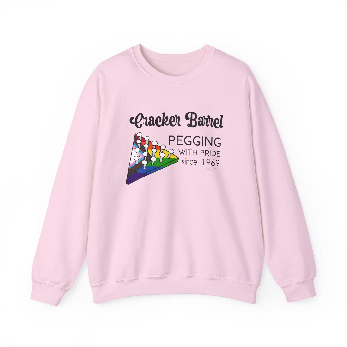 Pegging with Pride Crewneck Sweatshirt, LGBTQ+ Gift, Retro Game Design Unisex, Perfect for Celebrations or Casual Wear, Fun Gift Idea