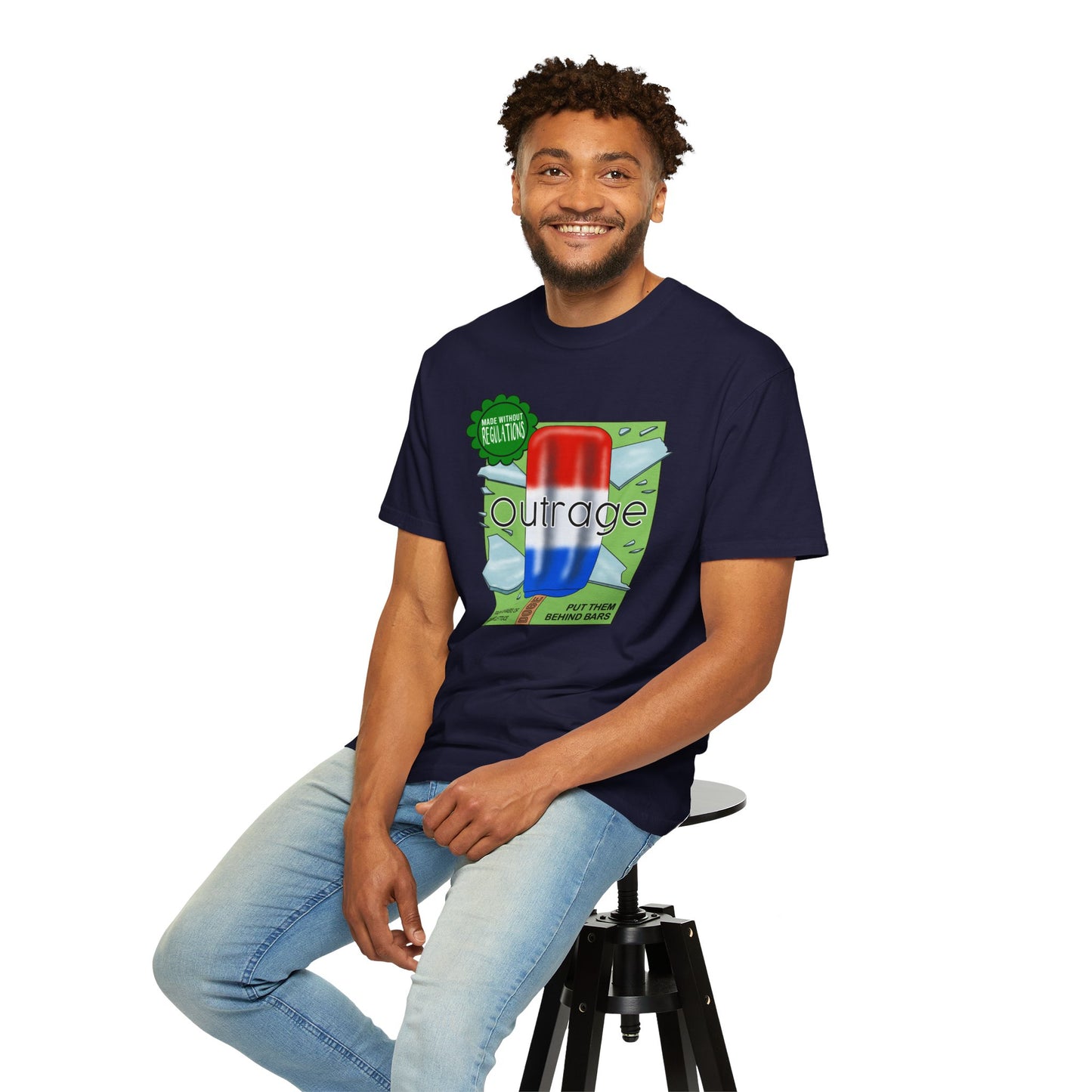 Outrage Glass Popsicle Graphic T-Shirt Patriot Pop Art Tee