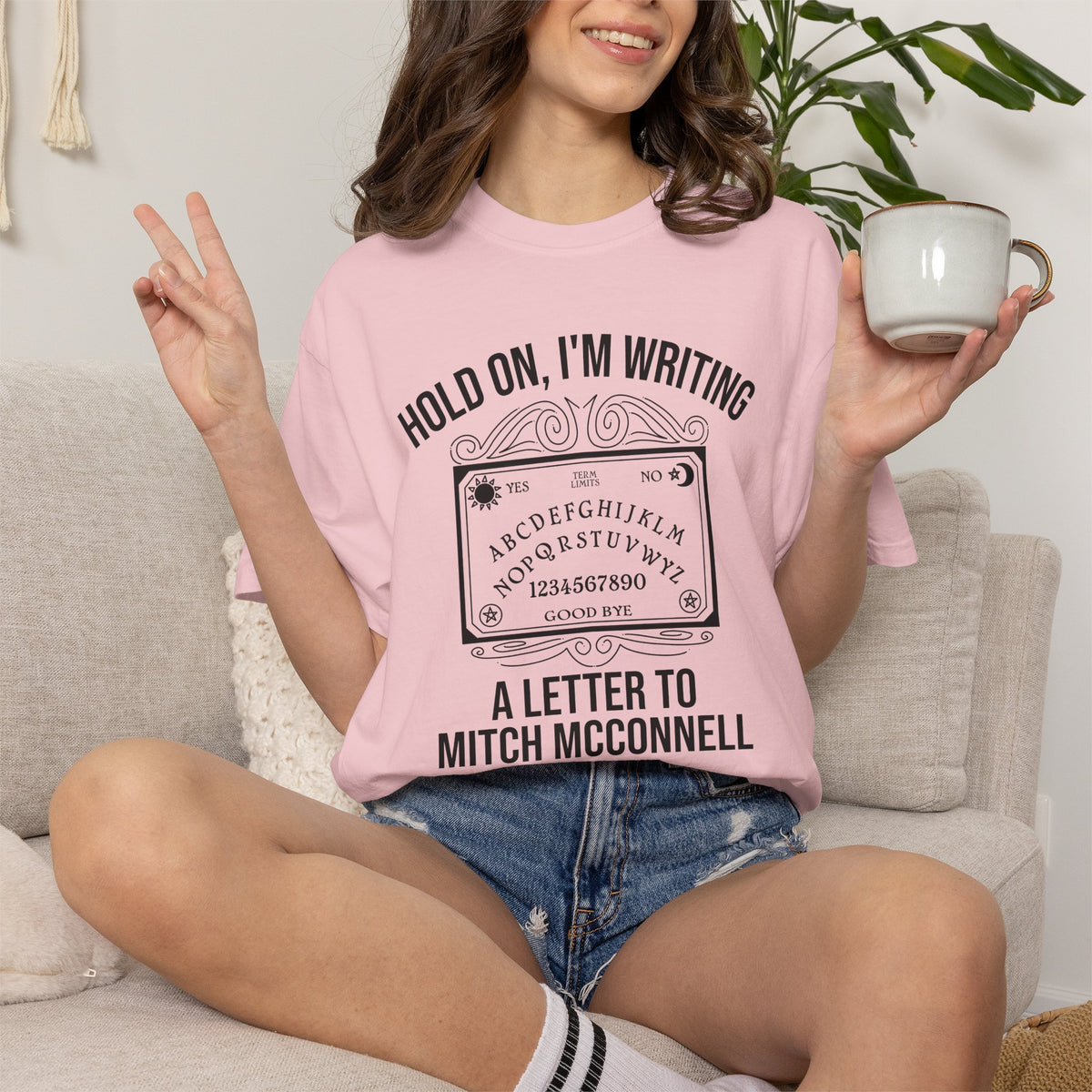 Ouija Board 'Hold On, I'm Writing a Letter to Mitch McConnell' T-Shirt