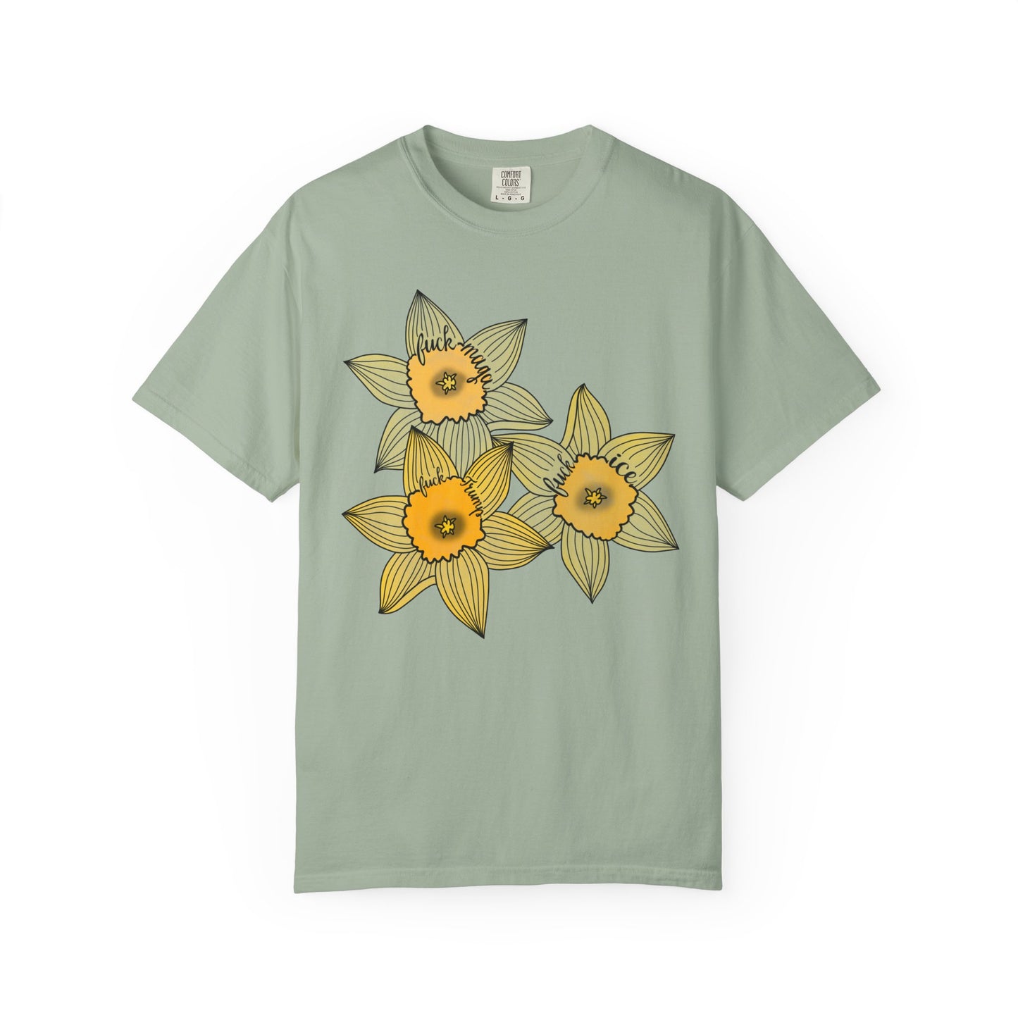 Slightly Subtle Daffodil Trio T-shirt | Yellow Floral Spring Bloom Tee FDT