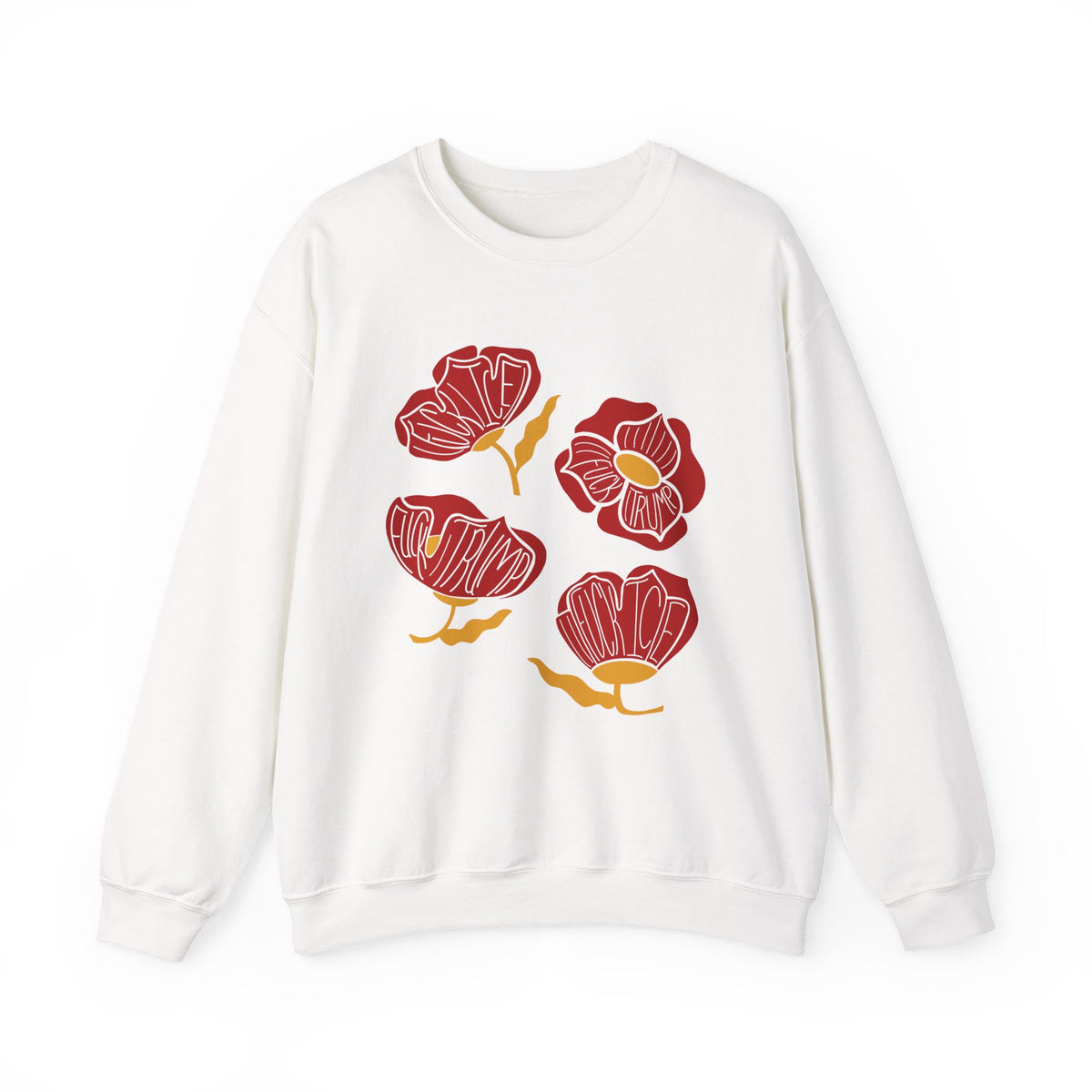 Slightly Subtle Red Poppy Floral Illustration Sweatshirt | Hand-Drawn Blooms, Minimal Botanical FDT