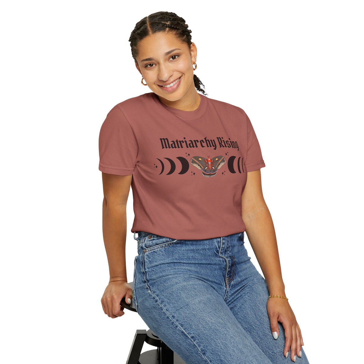 Matriarchy Rising Tee Moon Phases & Moth Feminist Graphic T-Shirt