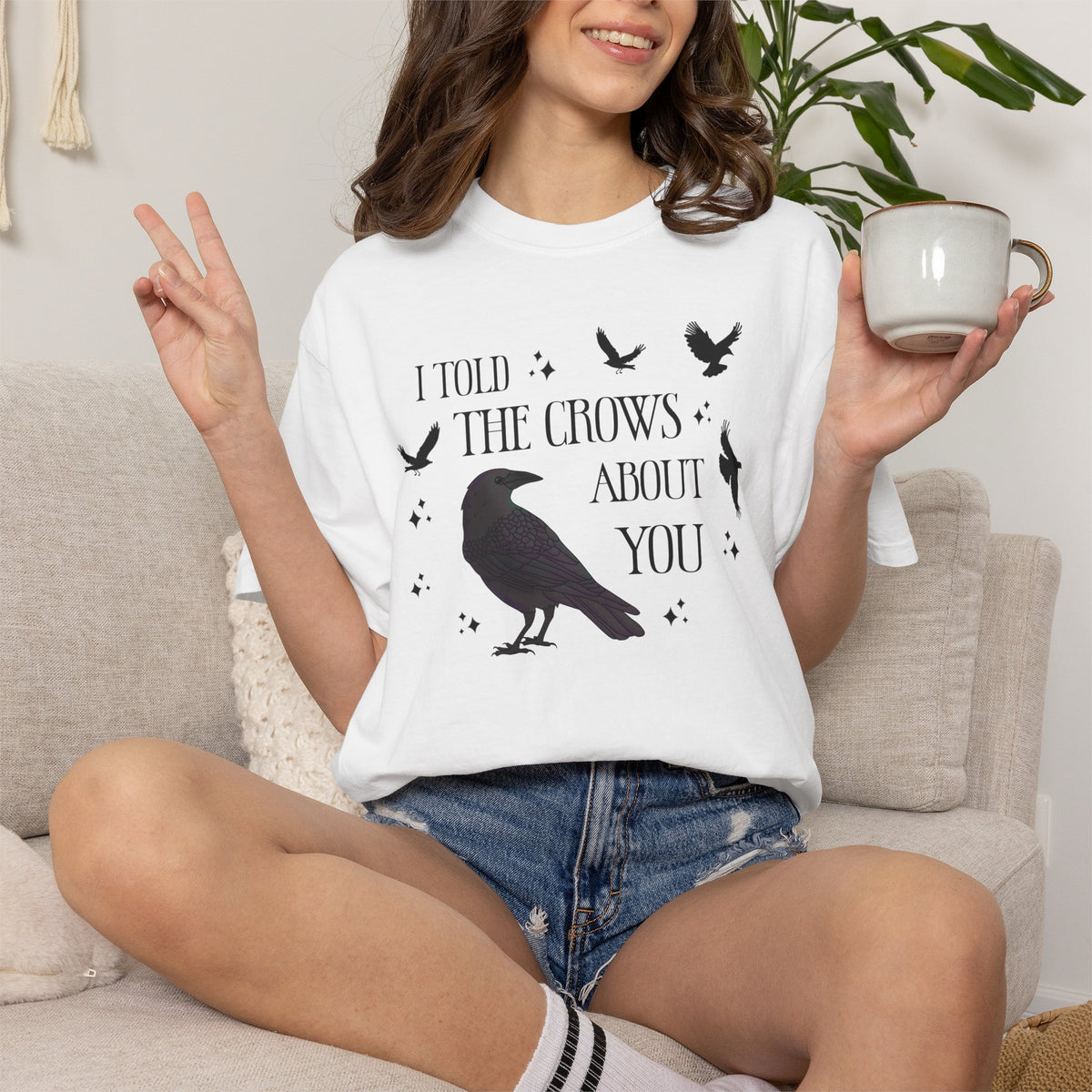 I Told The Crows About You Witchy Crow Raven Graphic Tee