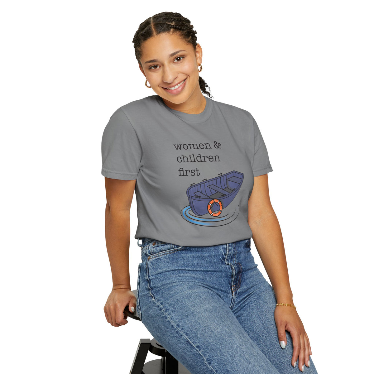 Lifeboat Matriarchy Women & Children First Nautical Boat Graphic T-Shirt