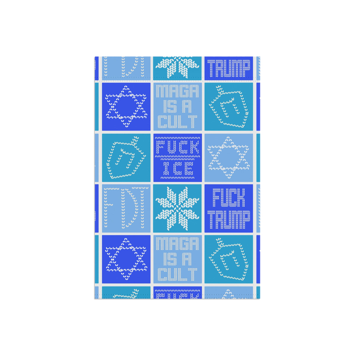 Hanukkah Garden Flag Blue Anti-MAGA F*ck Trump Political Yard Banner