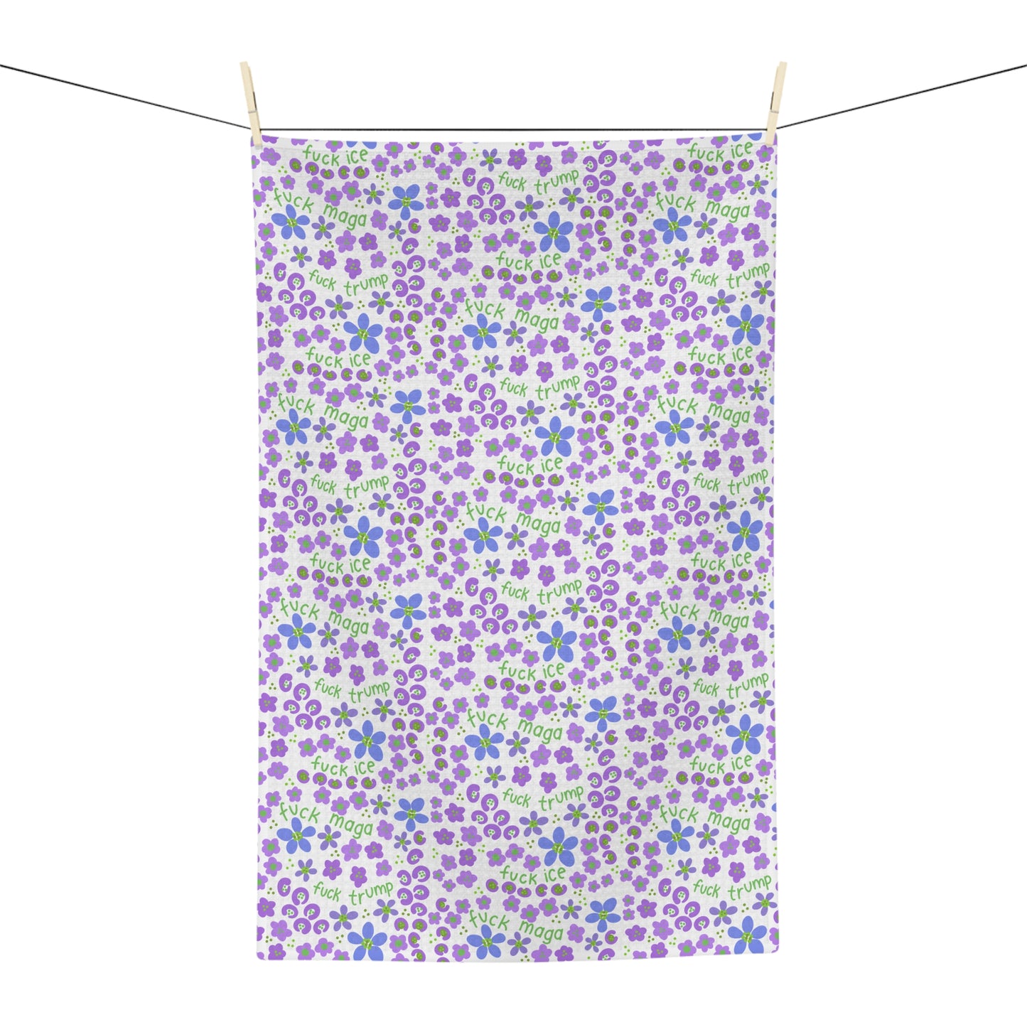 Slightly Subtle Ditsy Lilac Floral Microfiber Tea Towel | Small Country Flower Pattern