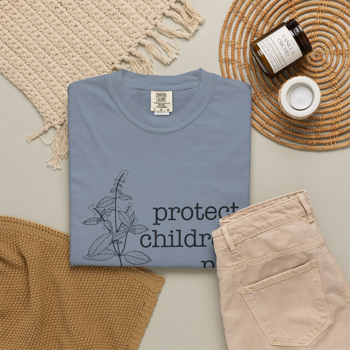 Pennyroyal T-Shirt "Protect Children Not Pregnancies" Floral Feminist Advocacy Tee