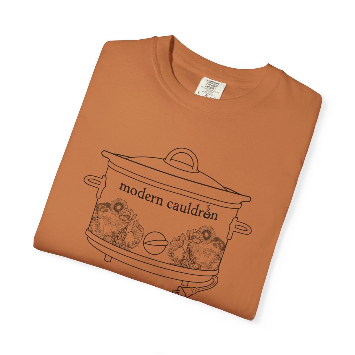 Modern Cauldron Illustrated Cauldron Floral Crockpot Graphic Tee
