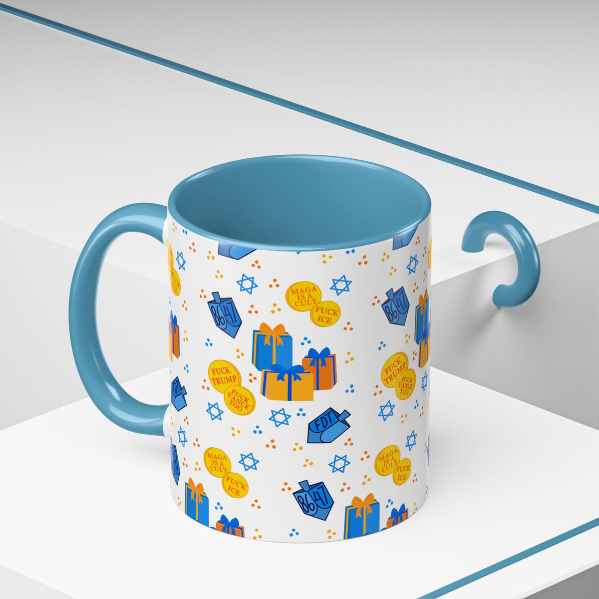 Hanukkah Gift Coffee Mug – Happy Hanukkah Dreidel Gelt Gifts FDT Mug