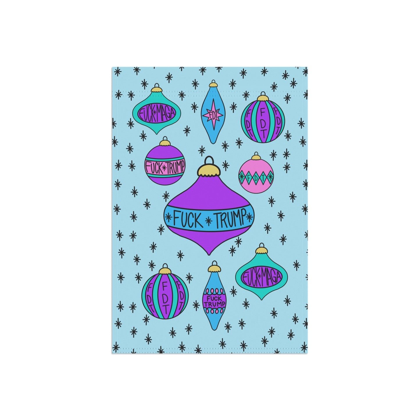 Slightly Subtle Holiday Ornament Garden Flag, FDT Christmas Yard Banner, Outdoor Home Decor, Holiday Party Decor Gift, Statement Garden Art