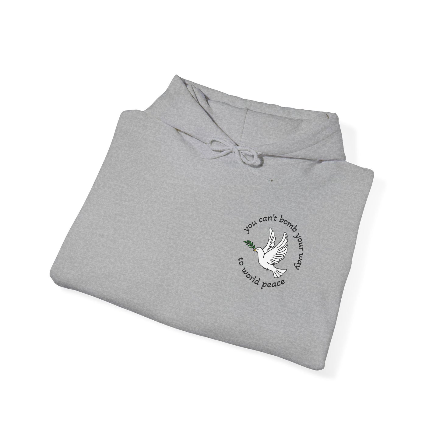 Bombs for World Peace Dove with Olive Branch Hoodie | front and back sweatshirt