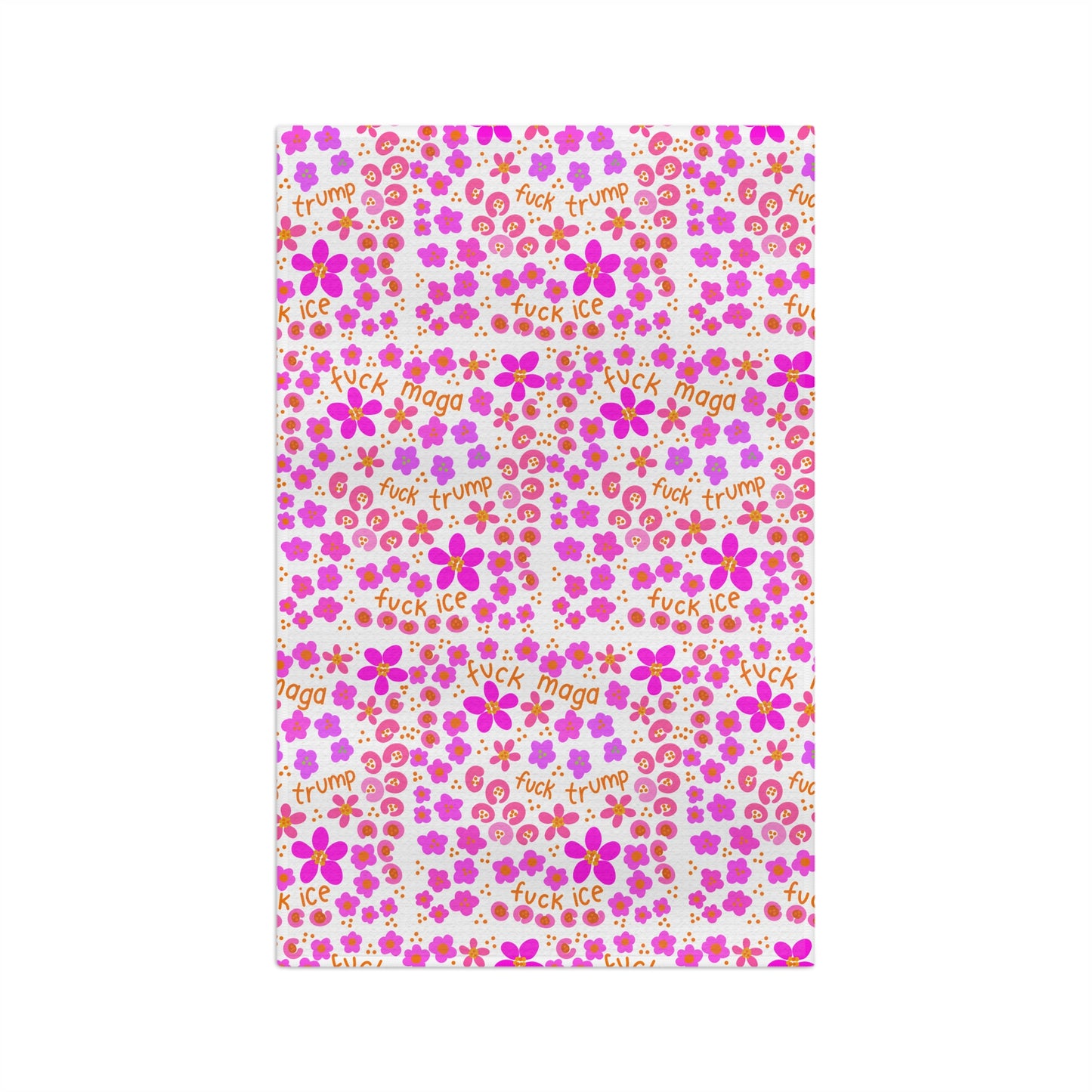 Slightly Subtle Floral Pattern Microfiber Tea Towel | Pink Flower Protest Art