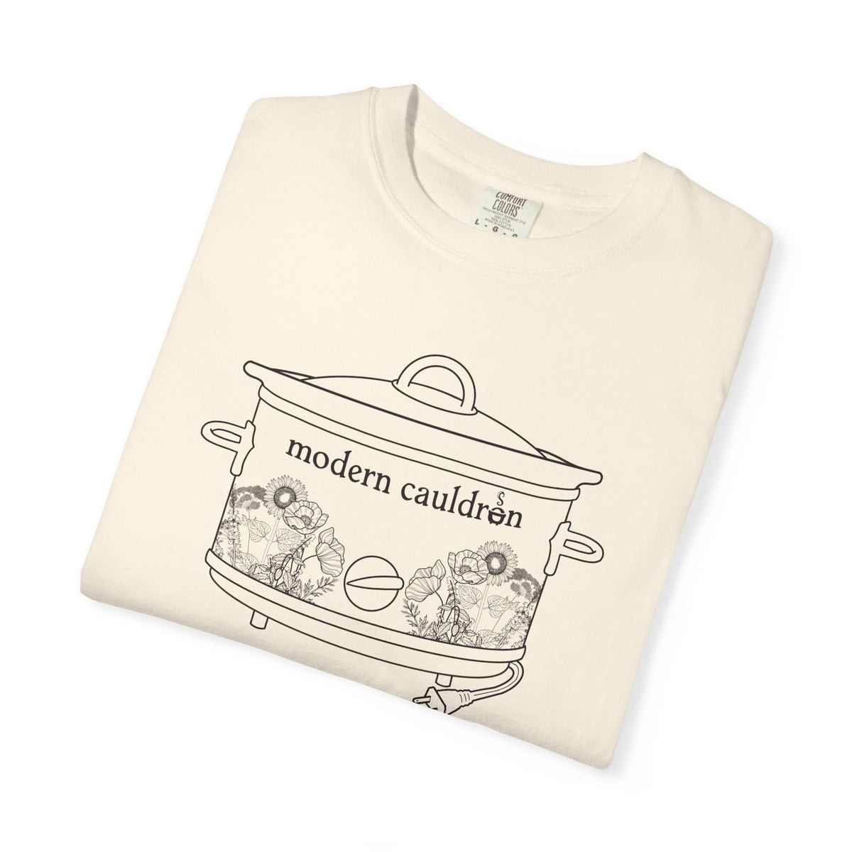 Modern Cauldron Illustrated Cauldron Floral Crockpot Graphic Tee