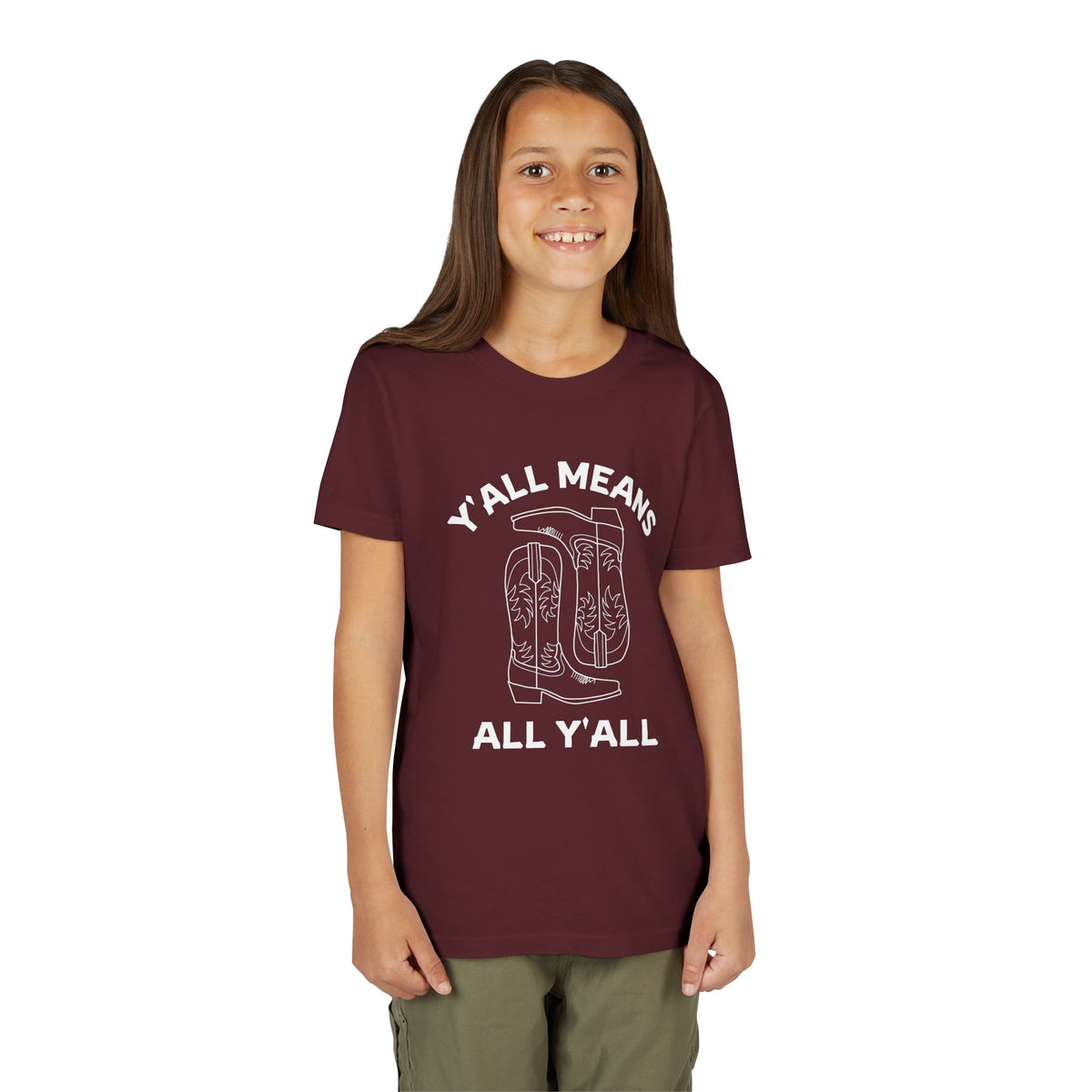 Youth Y’all Means All Y’all Cowboy Boot Graphic T-Shirt
