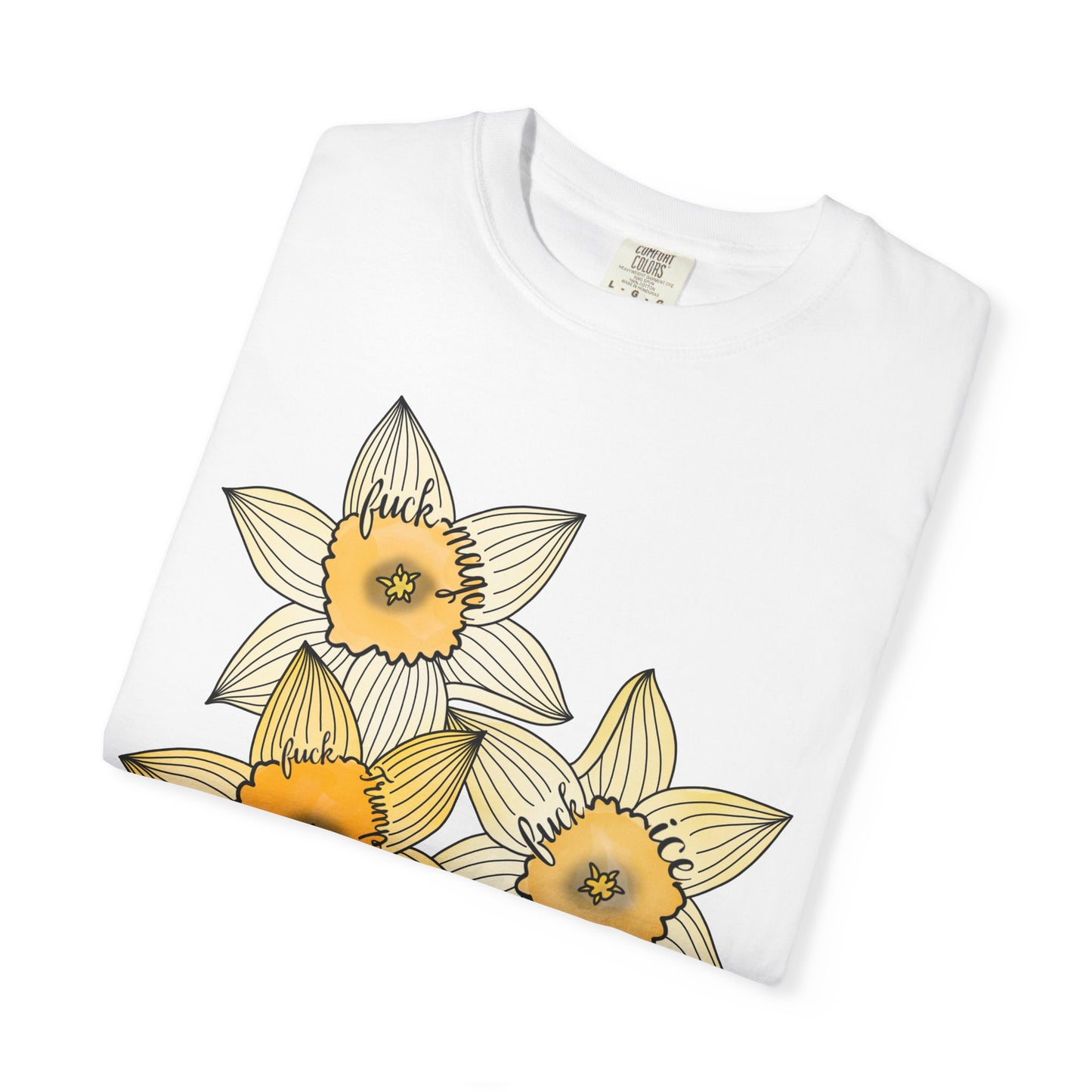 Slightly Subtle Daffodil Trio T-shirt | Yellow Floral Spring Bloom Tee FDT