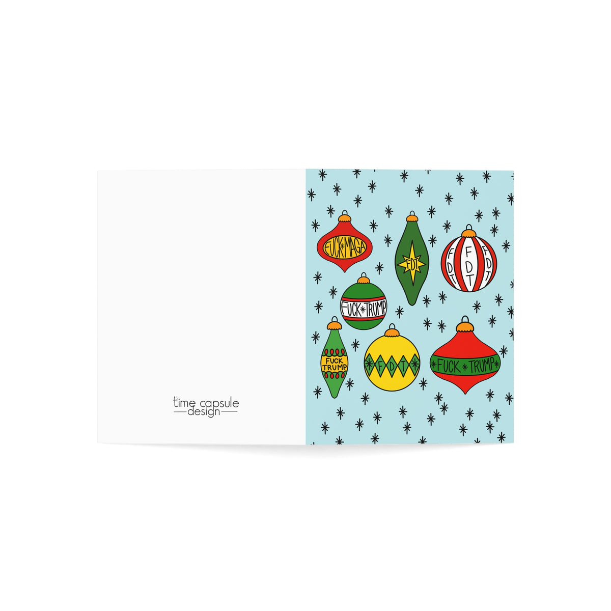 Classic Ornaments Holiday Greeting Card FDT Retro Christmas Design