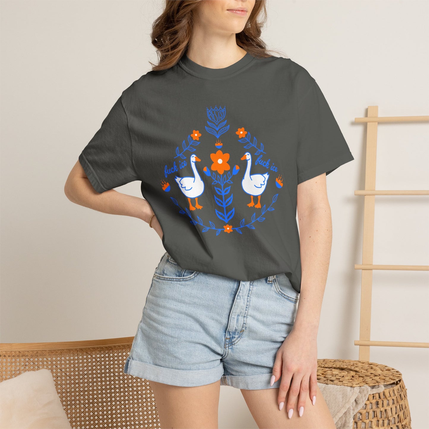 Folksy Silly Goose Tee —  F Ice Resist Floral Graphic T-Shirt