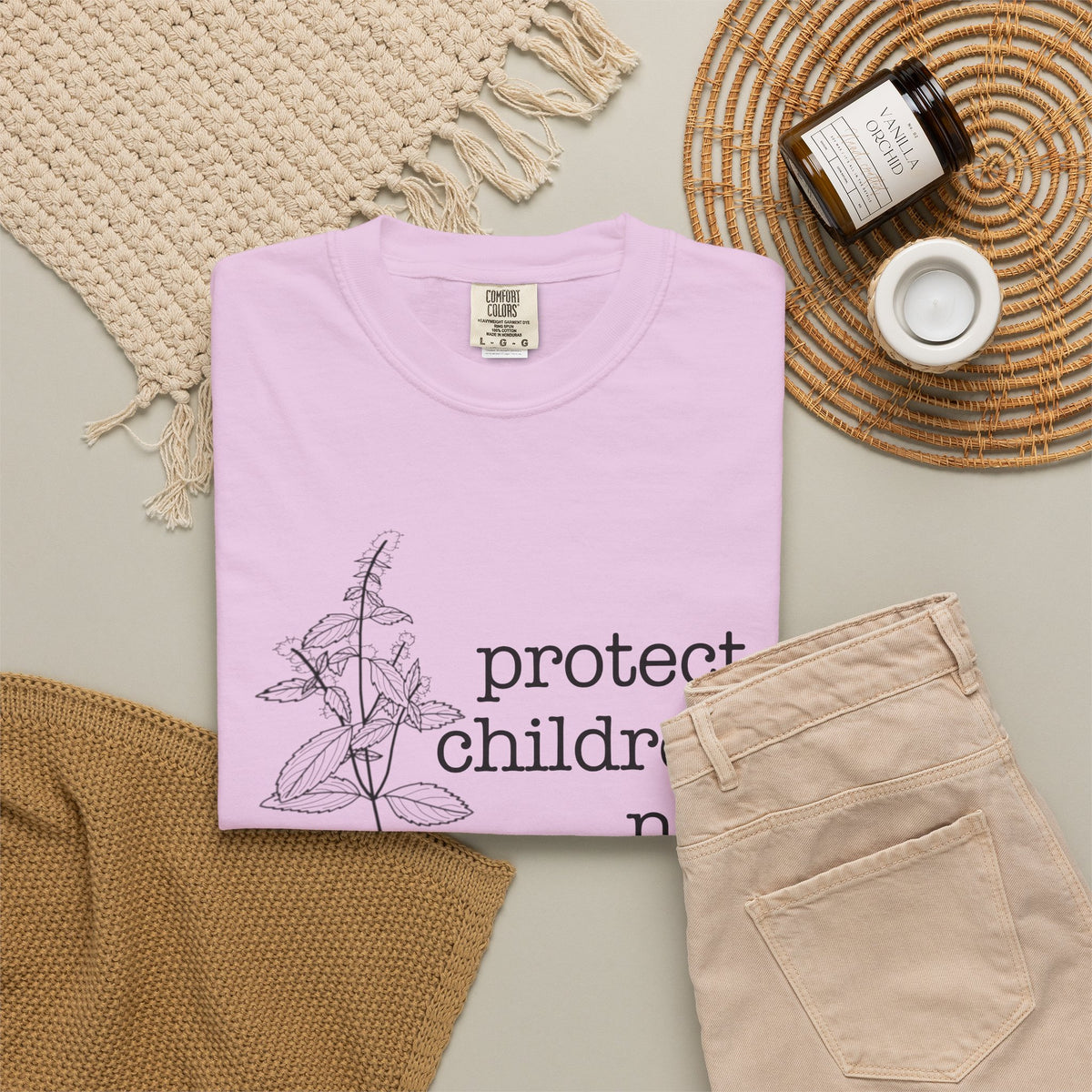 Pennyroyal T-Shirt "Protect Children Not Pregnancies" Floral Feminist Advocacy Tee