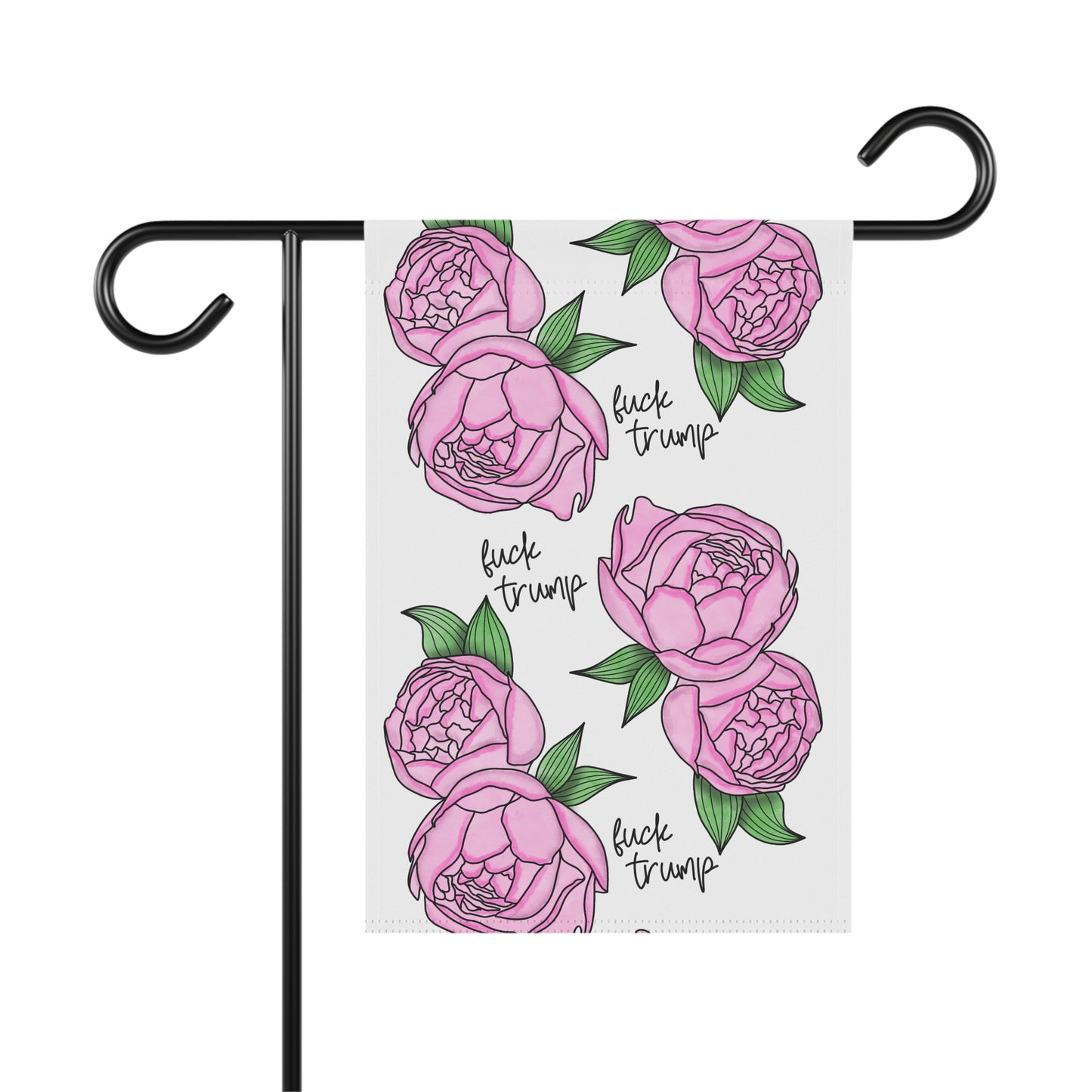 Pink Peony Floral 'F*ck Trump' Garden Flag | House Banner Political Floral Decor FDT