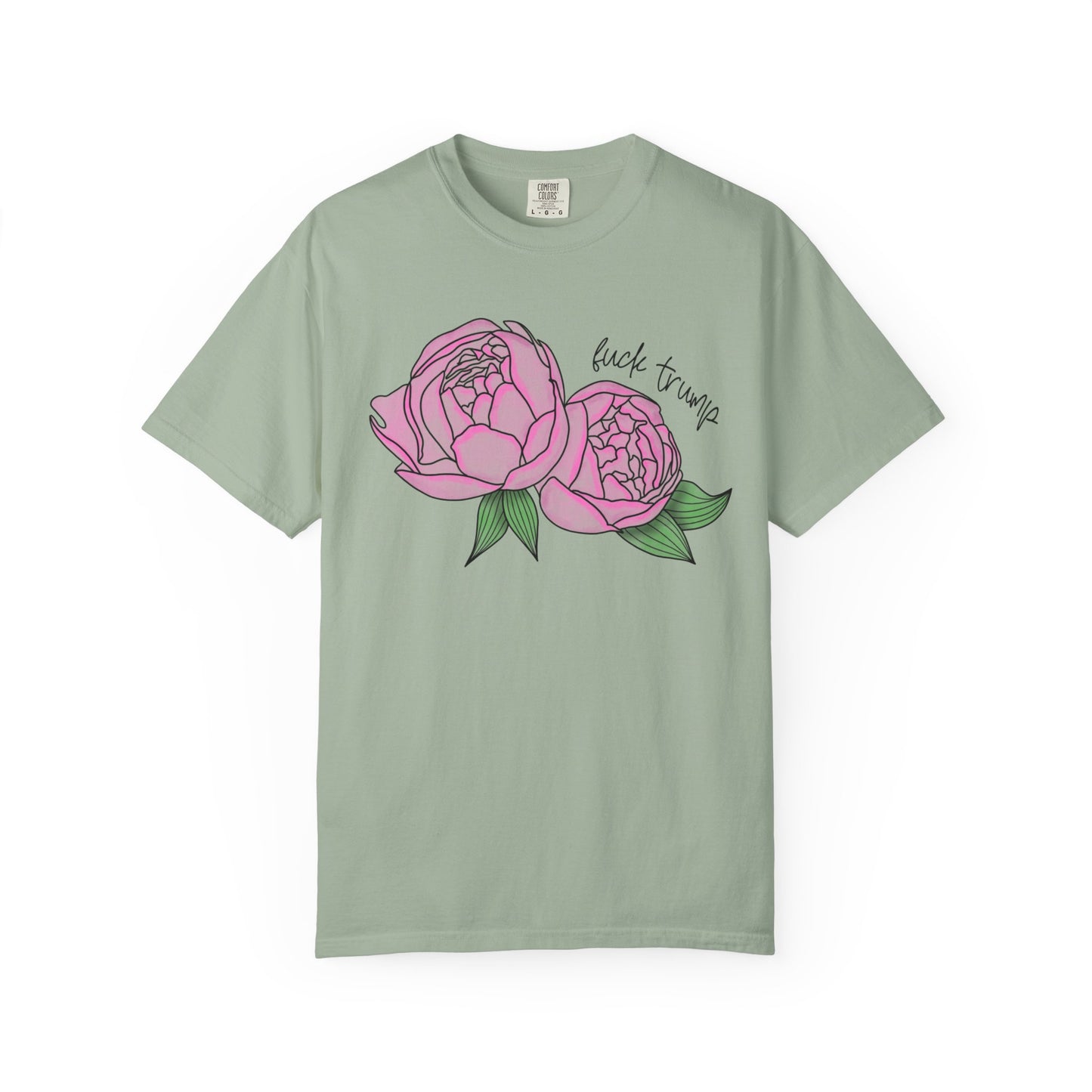 Slightly Subtle Pink Peony Floral Illustration T-shirt | Hand-drawn Blooms FDT