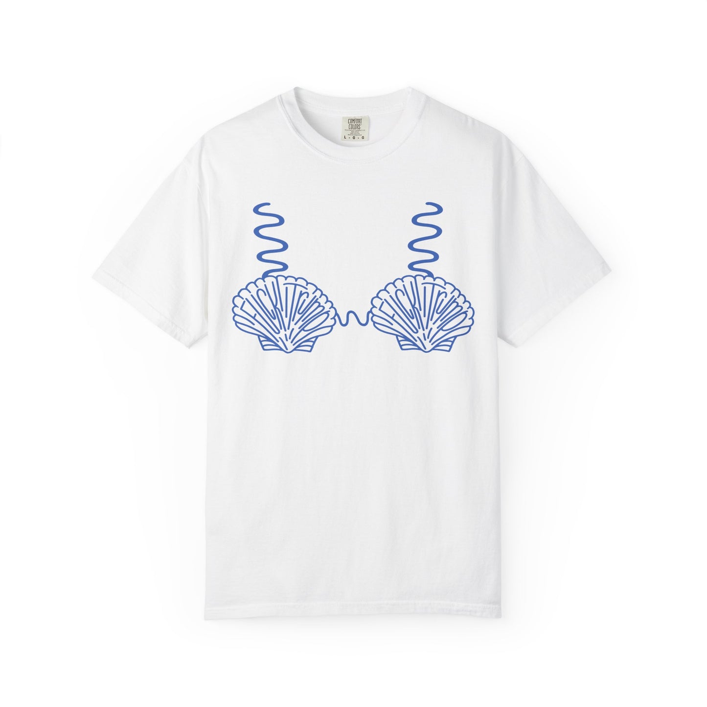Slighly Subtle Seashell Bikini Line Art T-Shirt | Beachy Mermaid Shells Graphic Tee FDT