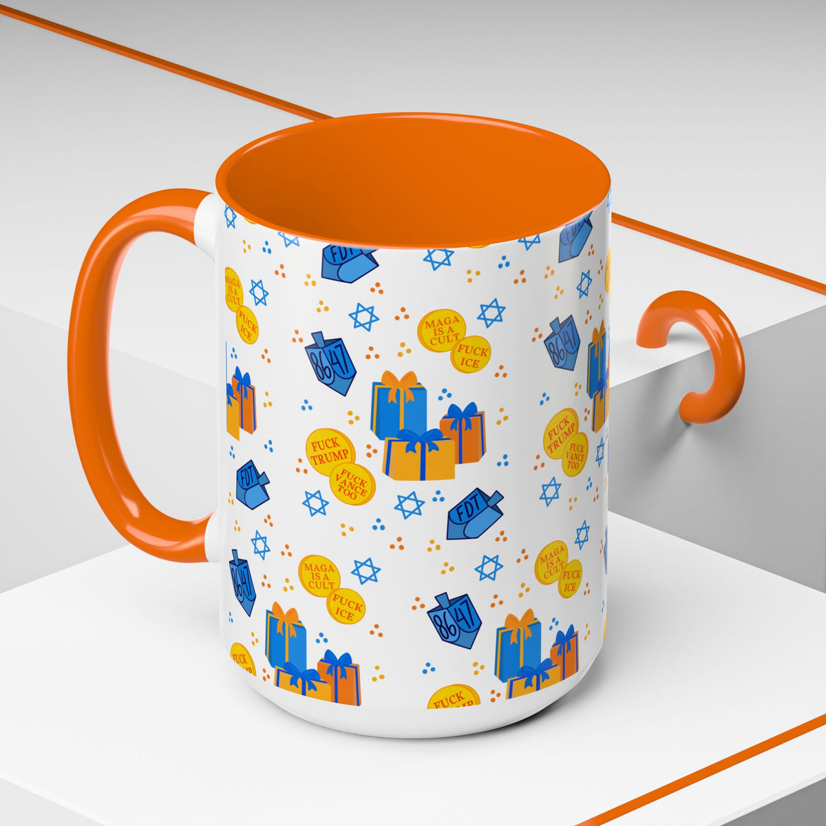 Hanukkah Gift Coffee Mug – Happy Hanukkah Dreidel Gelt Gifts FDT Mug