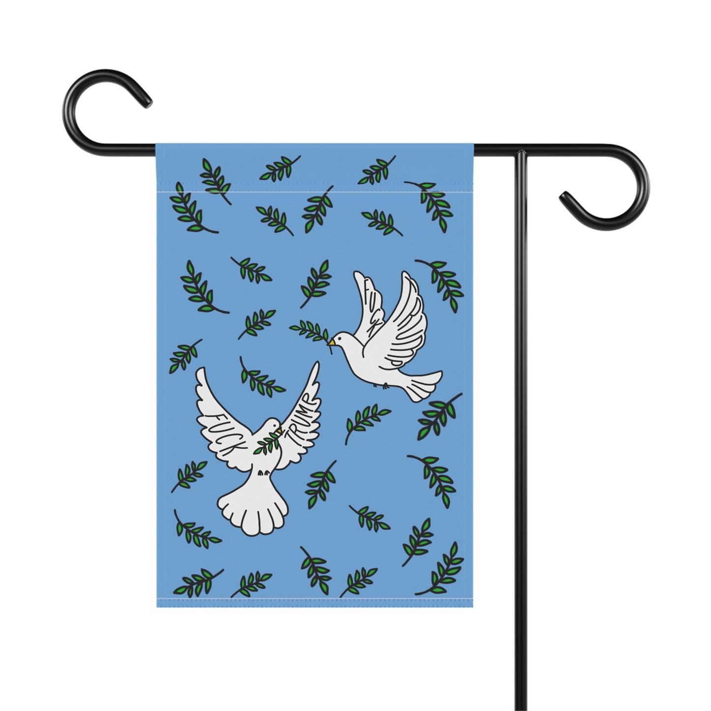 Slightly Subtle White Doves with Olive Branches Garden Flag