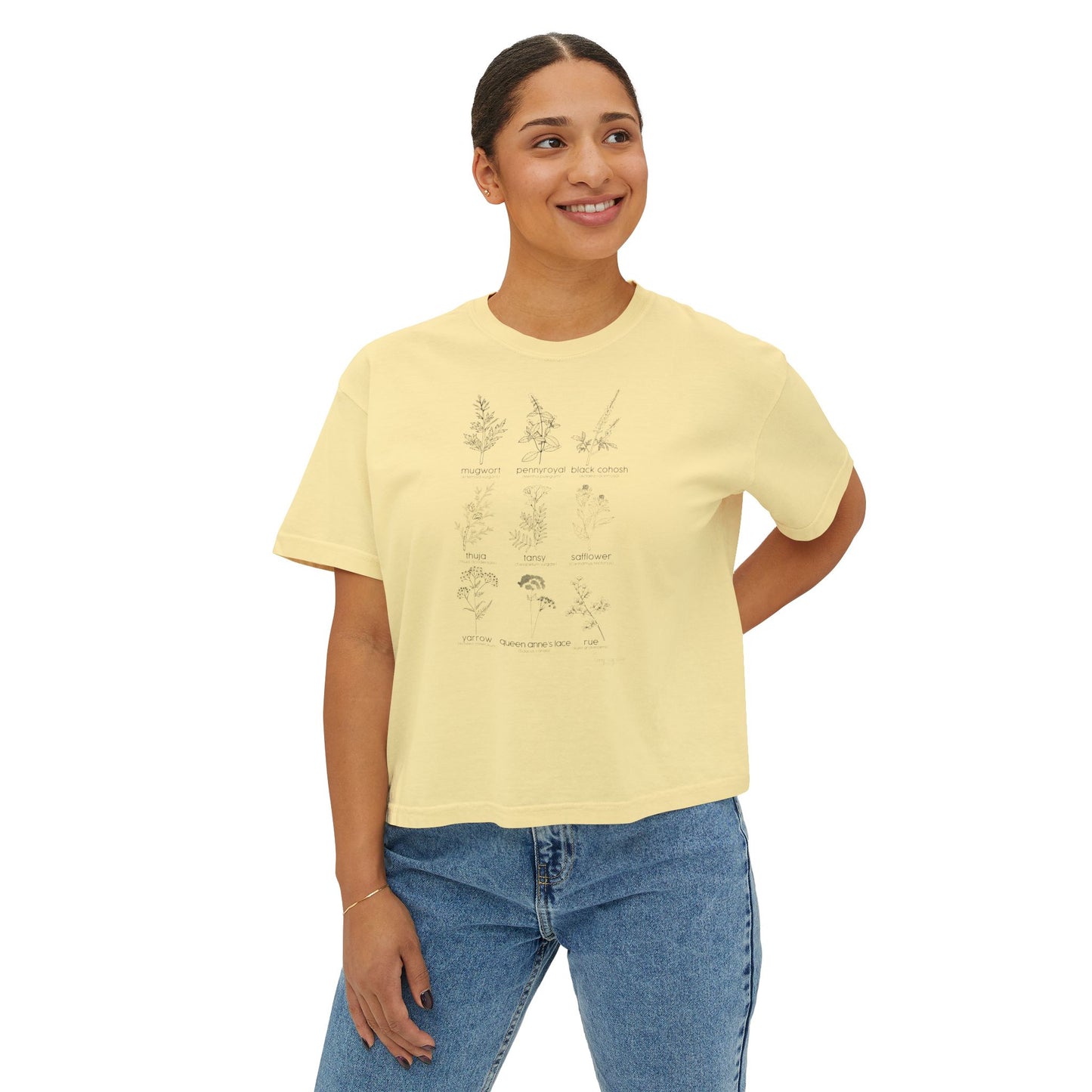Herbs for Reproductive Freedom Boxy CROP Botanical Illustration Chart Comfort Colors Crop Tee