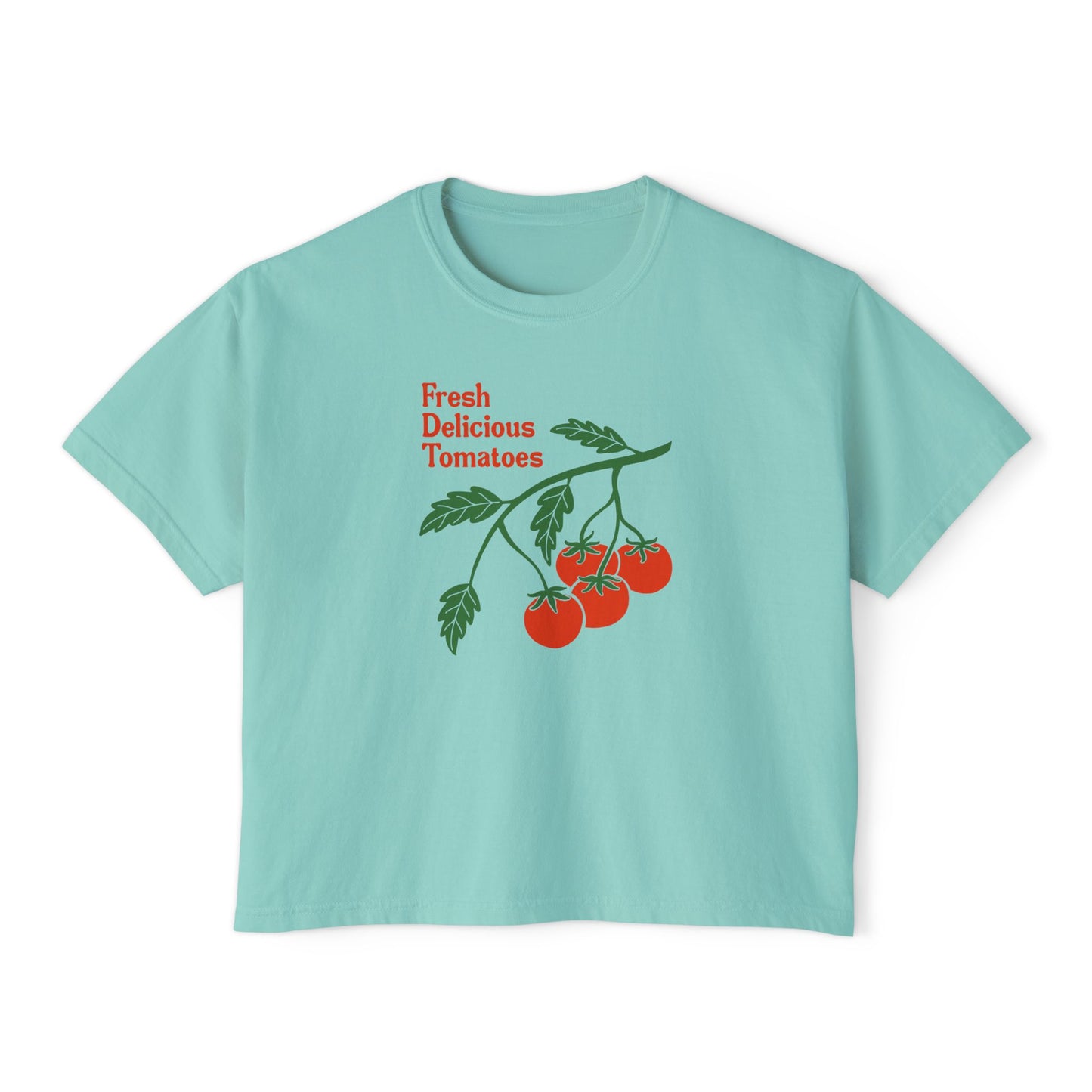 Fresh Delicious Tomatoes CROP Tee | Tomato Vine Illustration, Garden Produce Shirt Comfort Colors Boxy Crop