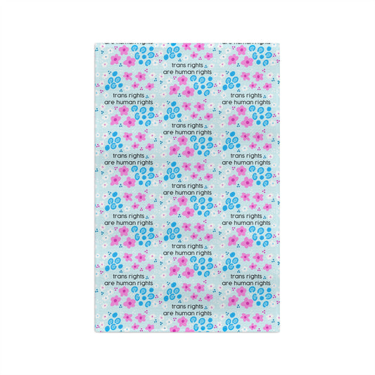 Slightly Subtle Trans Rights Are Human Rights Tea Towel | Trans Pride Floral Microfiber Towel
