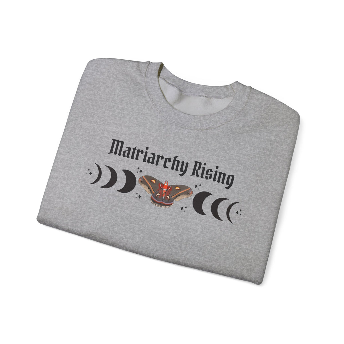 Matriarchy Rising Witchy Moon Phases Moth Crewneck Sweatshirt