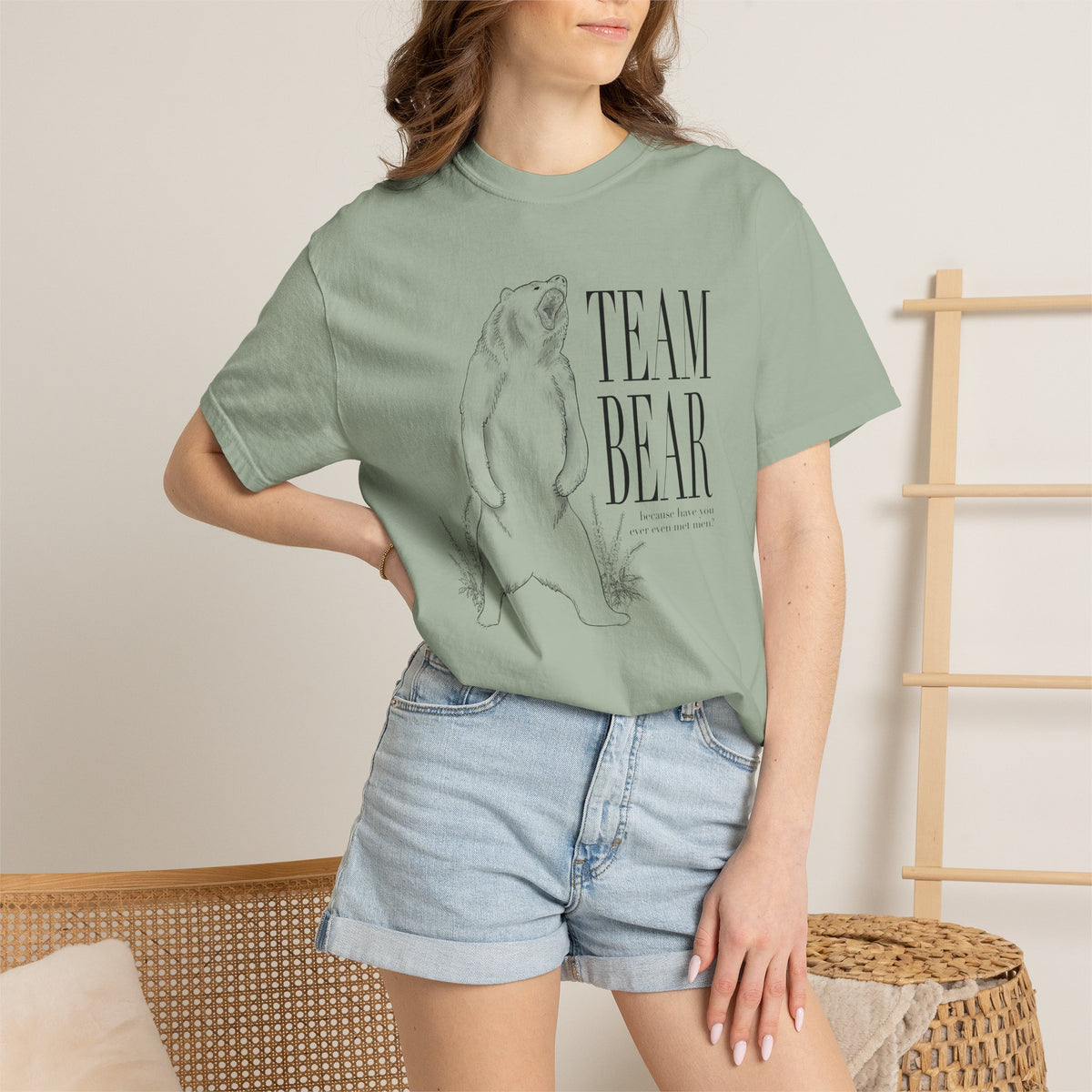 Team Bear Graphic T-Shirt Vintage Sketch Bear Tee because have you even met men