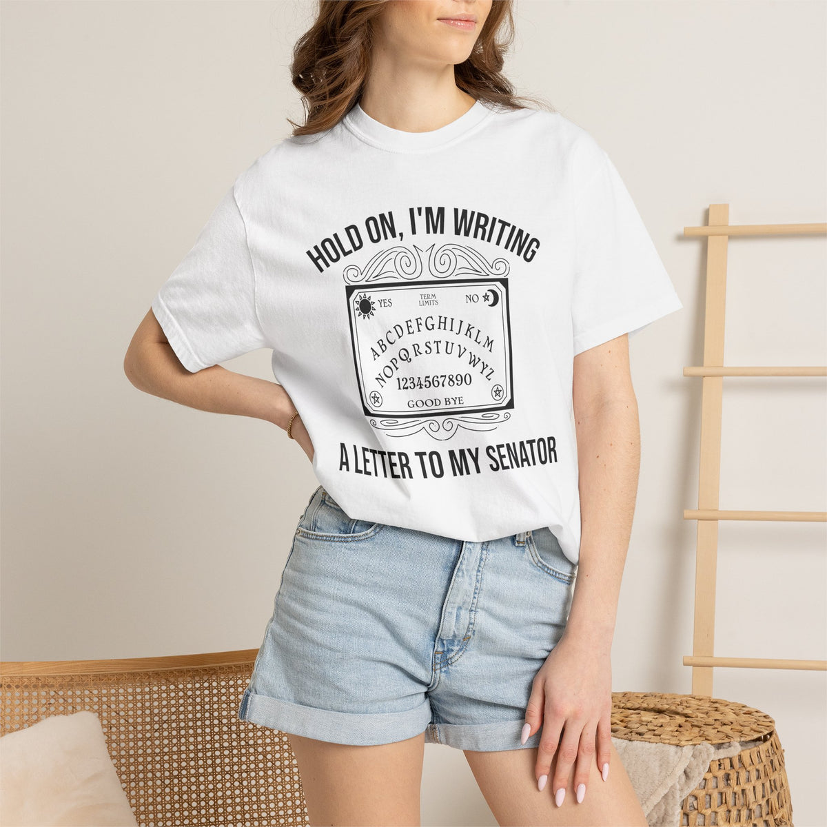 Hold On I'm Writing A Letter To My Senator T-Shirt Ouija Board Political Protest Tee