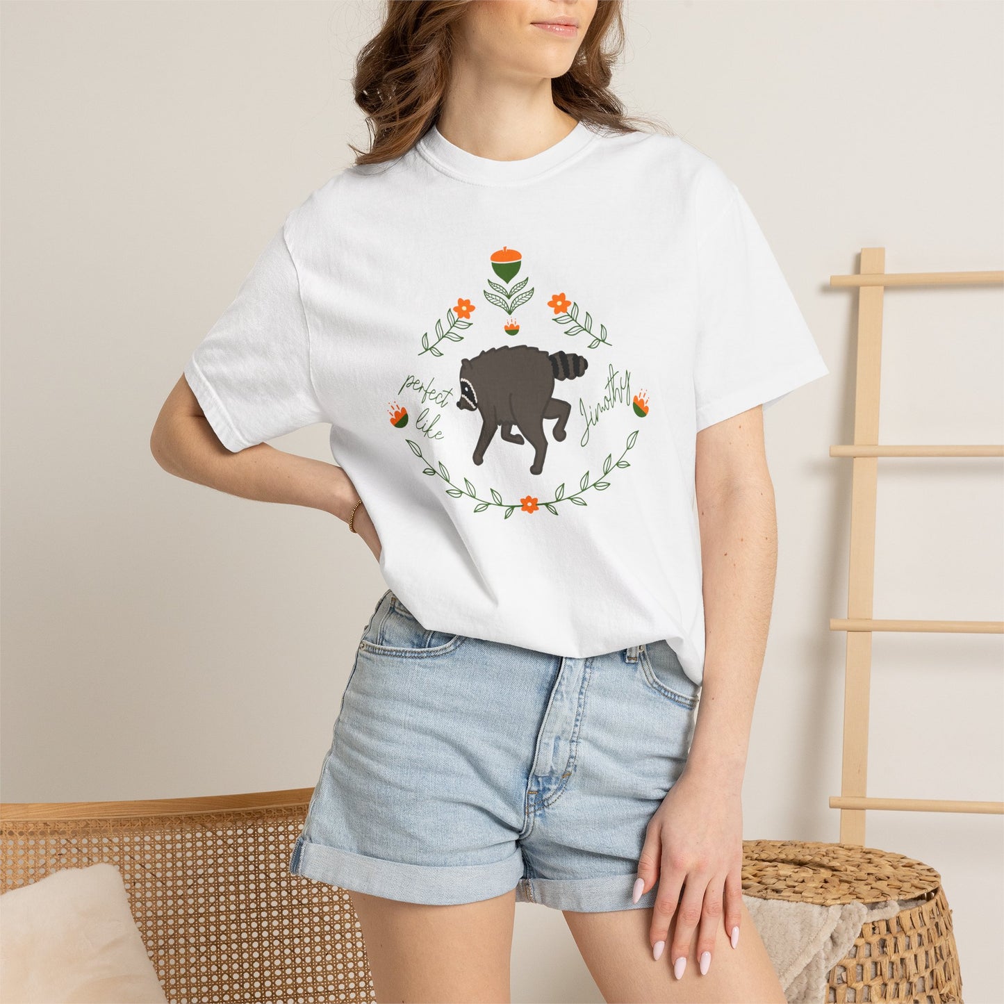 Perfect like Jimothy Floral T-Shirt — Racoon Proud Rustic Graphic Tee