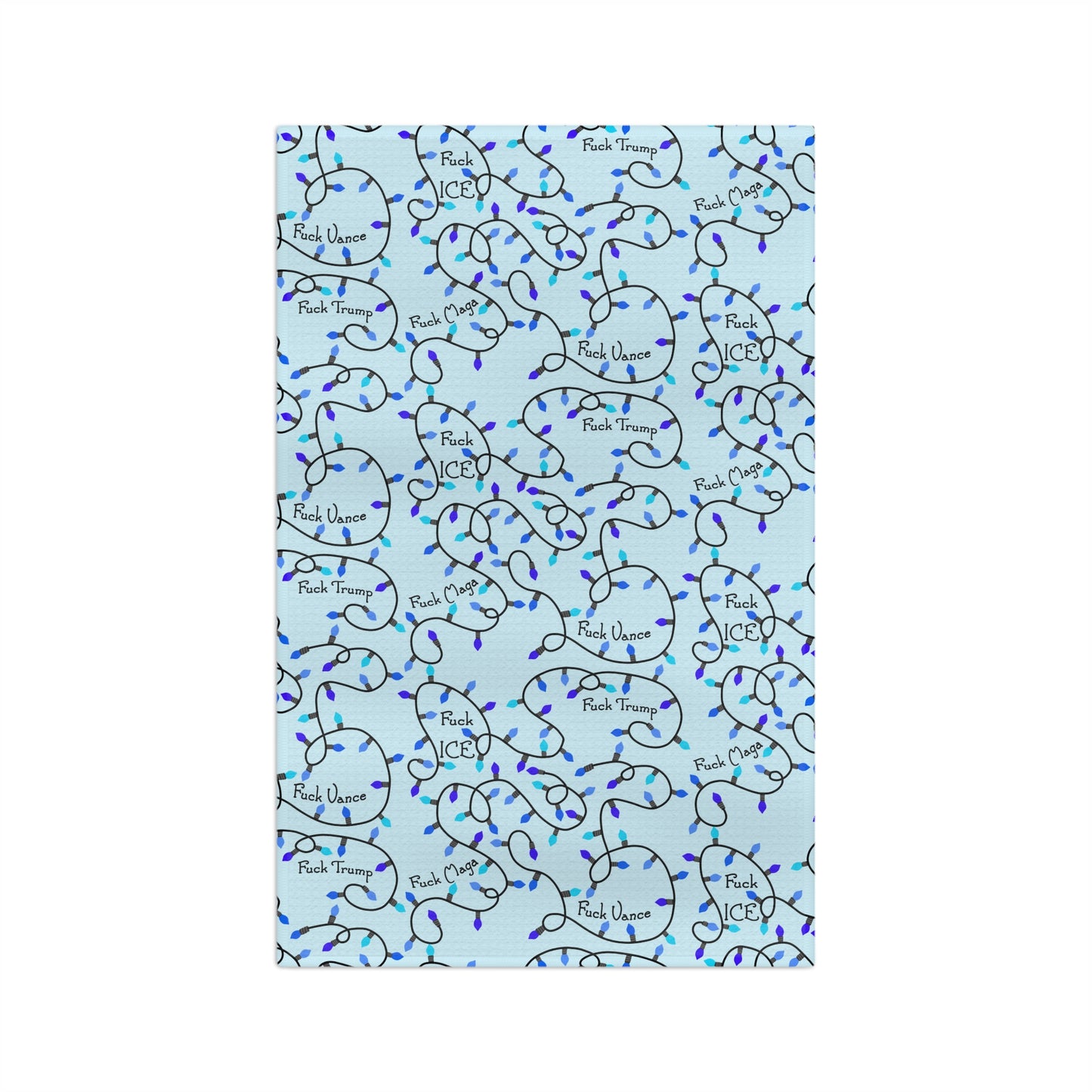 Blue Holiday Lights Microfiber Tea Towel FDT Blue String Light Kitchen Towel