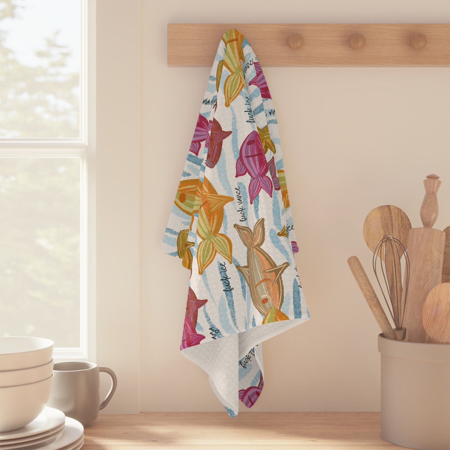 Goldfish Microfiber Tea Towel Nautical Kitchen Linen Coastal