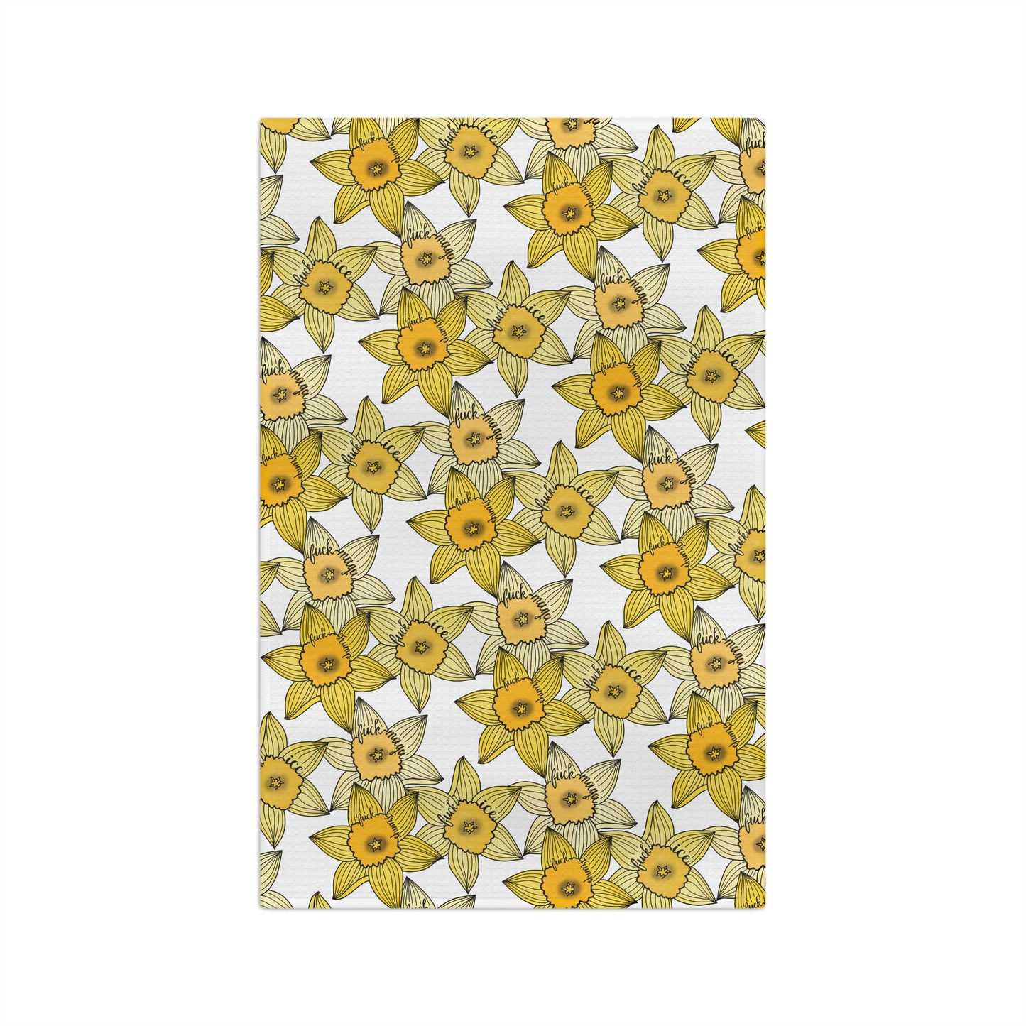 Slightly Subtle Daffodil Pattern Microfiber Tea Towel | Yellow Spring Floral Kitchen FDT ice